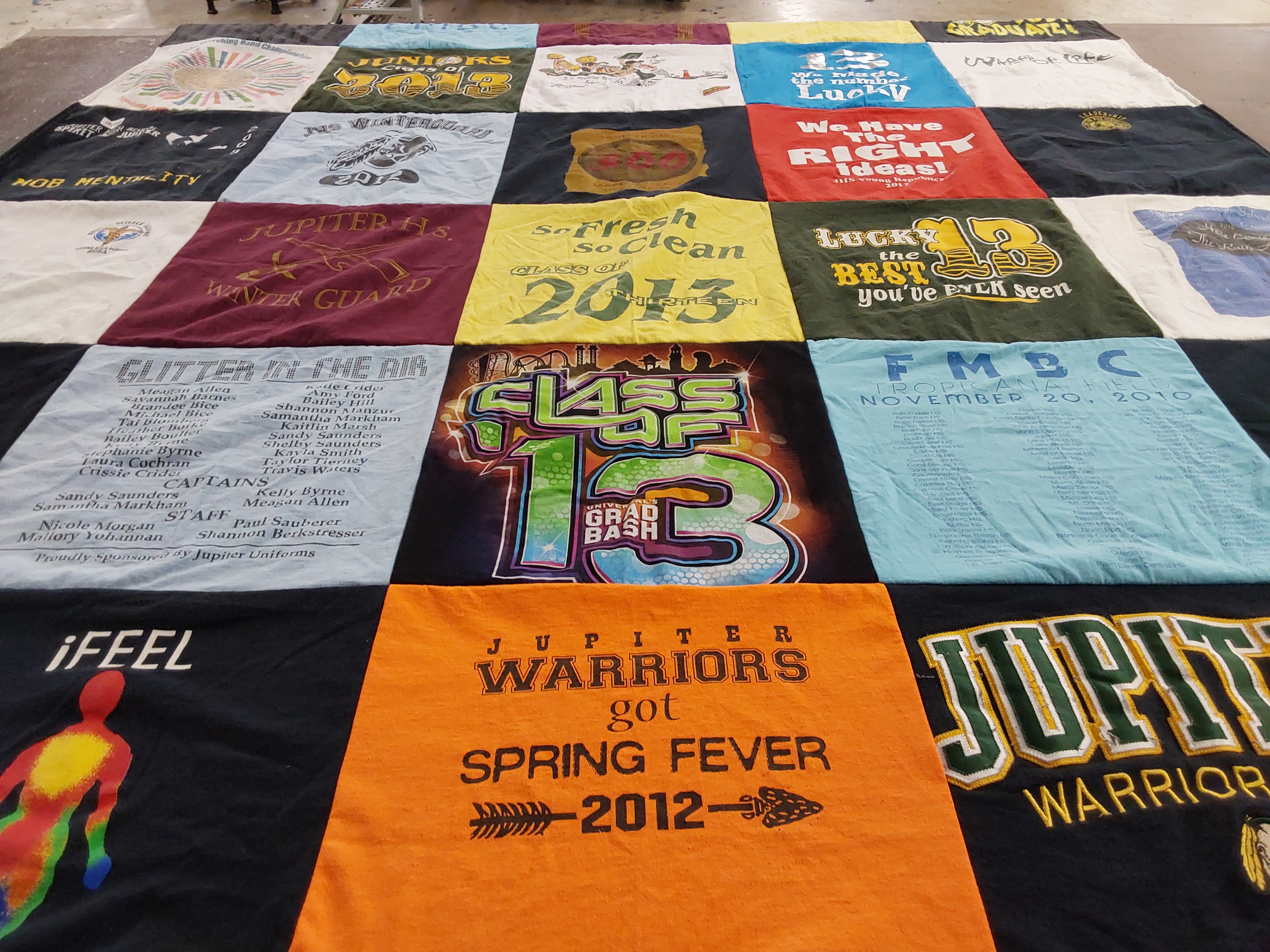 T-shirt quilt featuring jupiter warriors by Meagan from FL