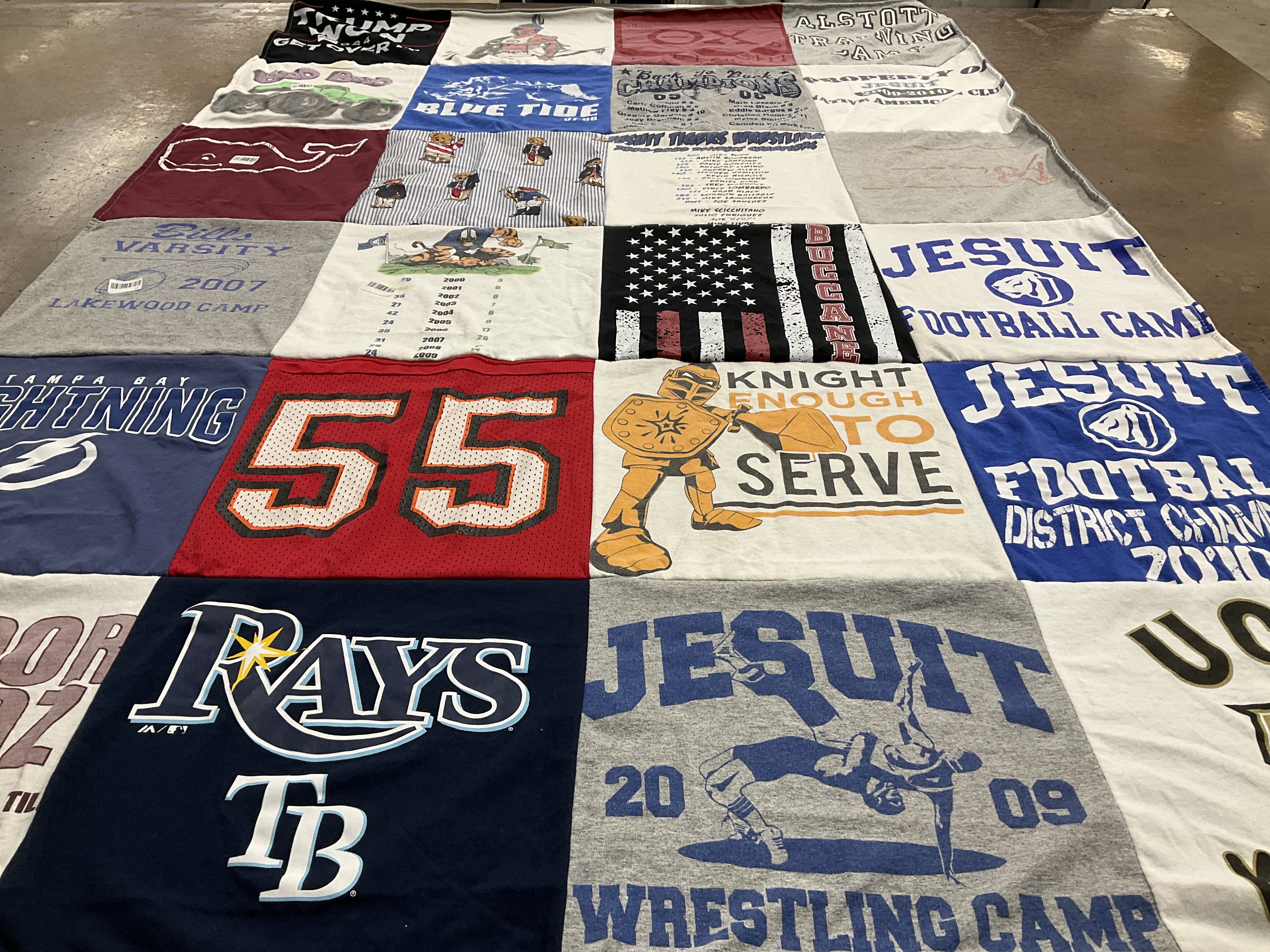 T-shirt quilt featuring tampa bay lightning, tampa bay rays by Kelley from FL