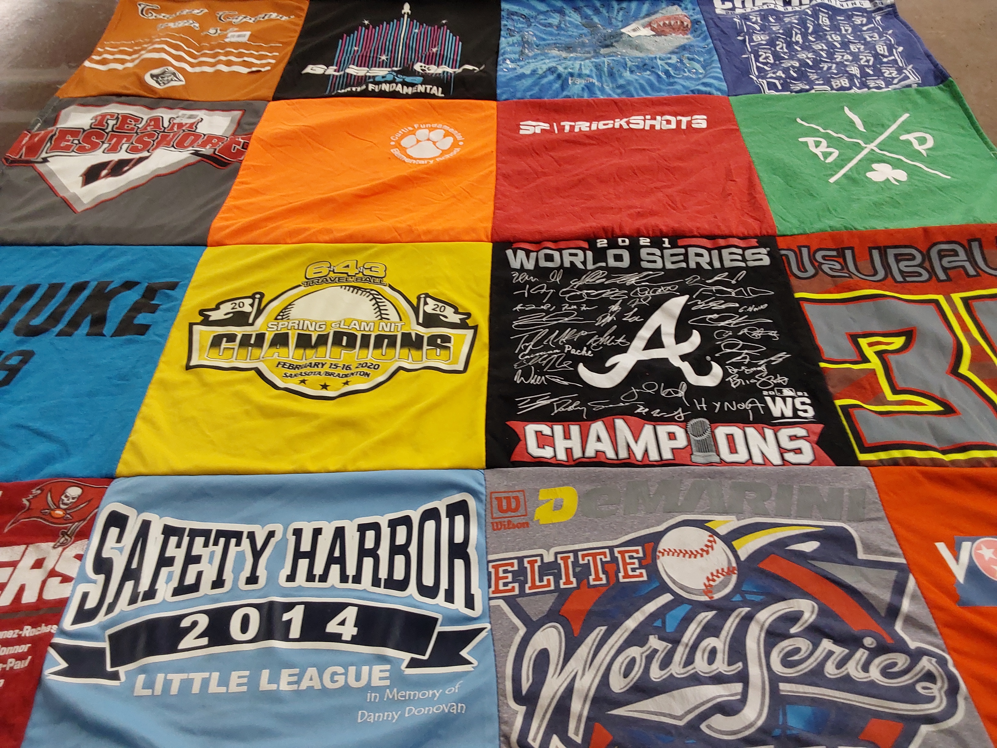 T-shirt quilt featuring atlanta braves, safety harbor little league by Jennifer from FL