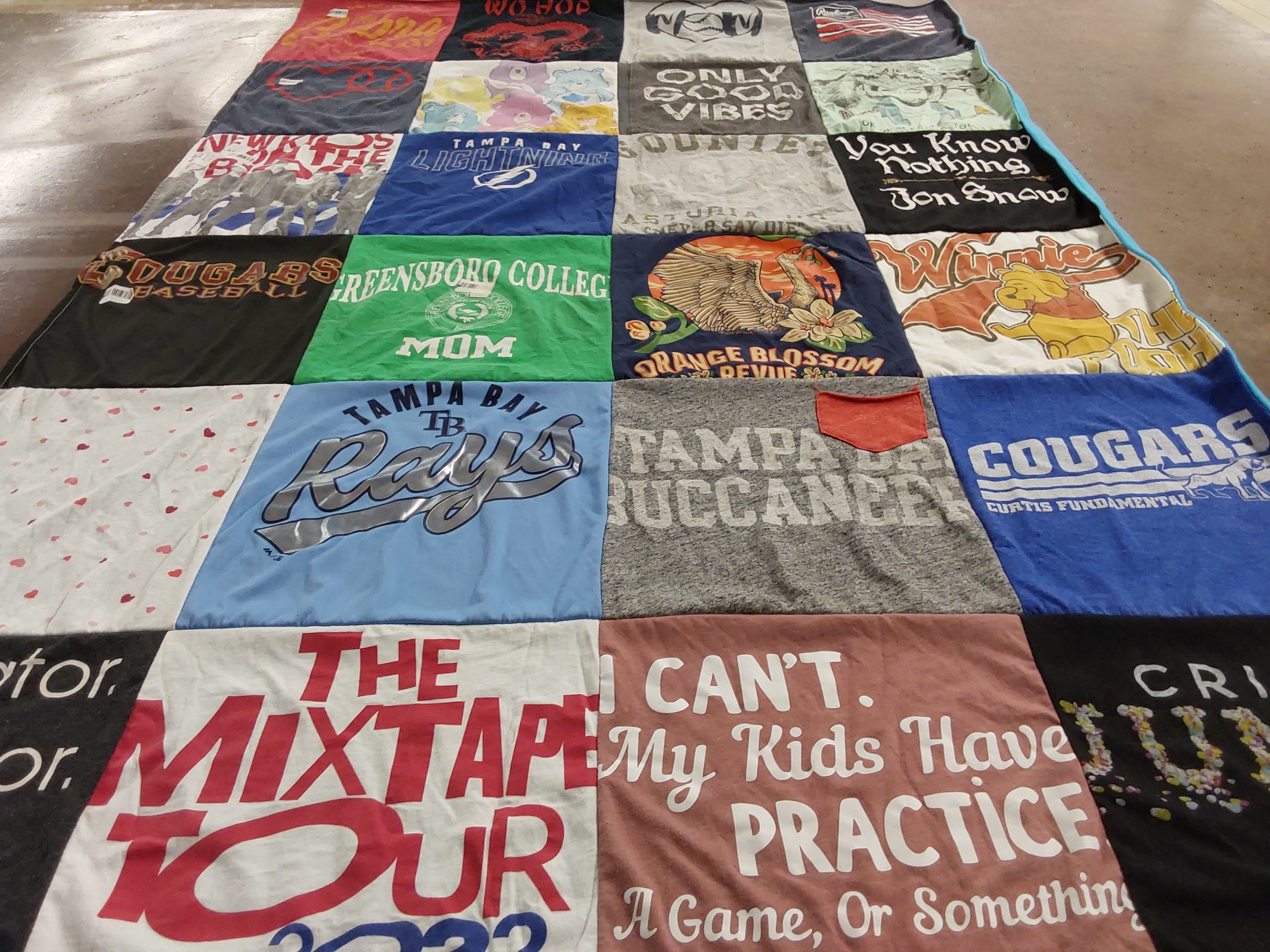 T-shirt quilt featuring tampa bay rays, tampa bay buccaneers by Jennifer from FL