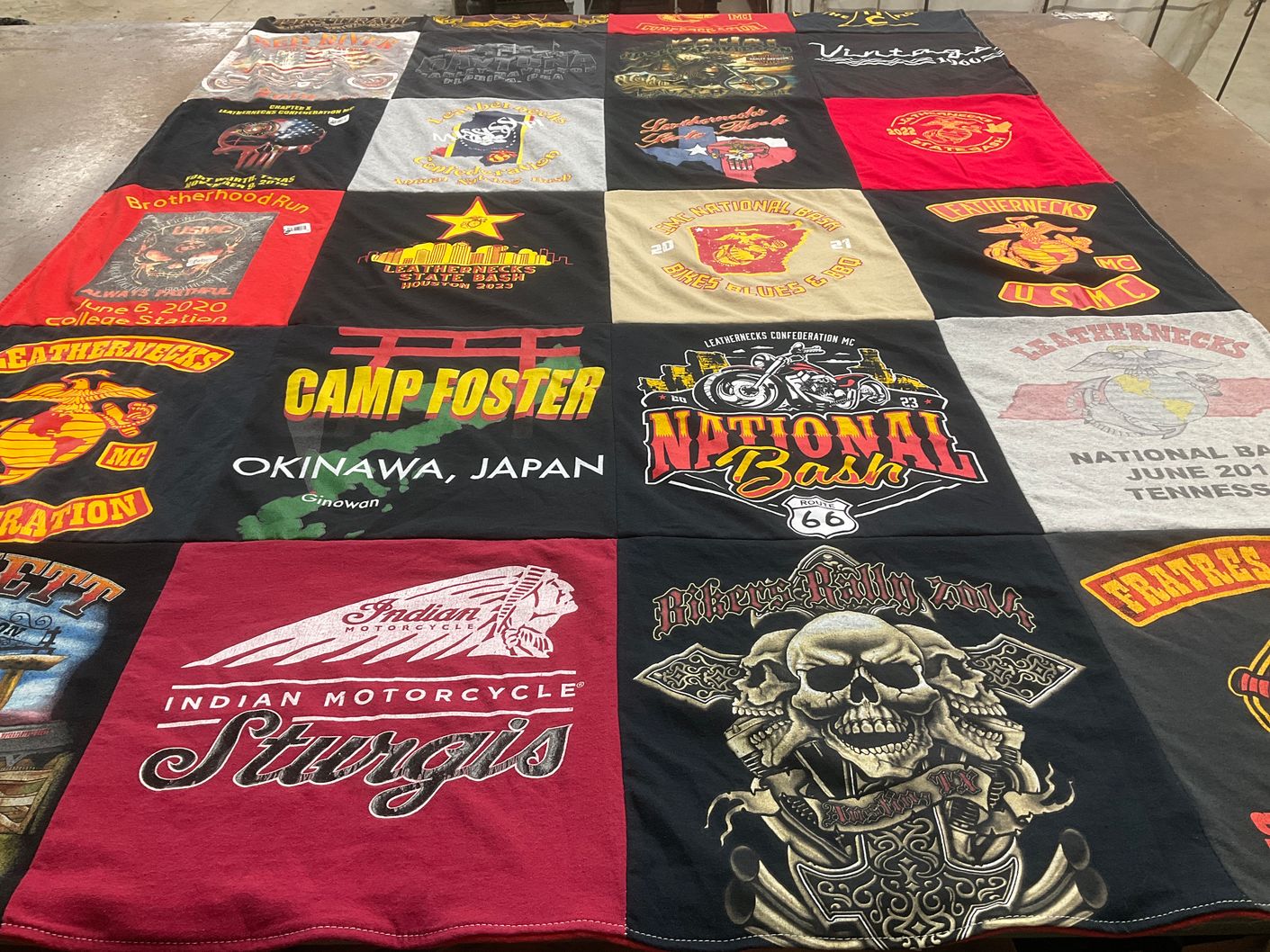 T-shirt quilt with motorcycling, biking themes by danny from TX