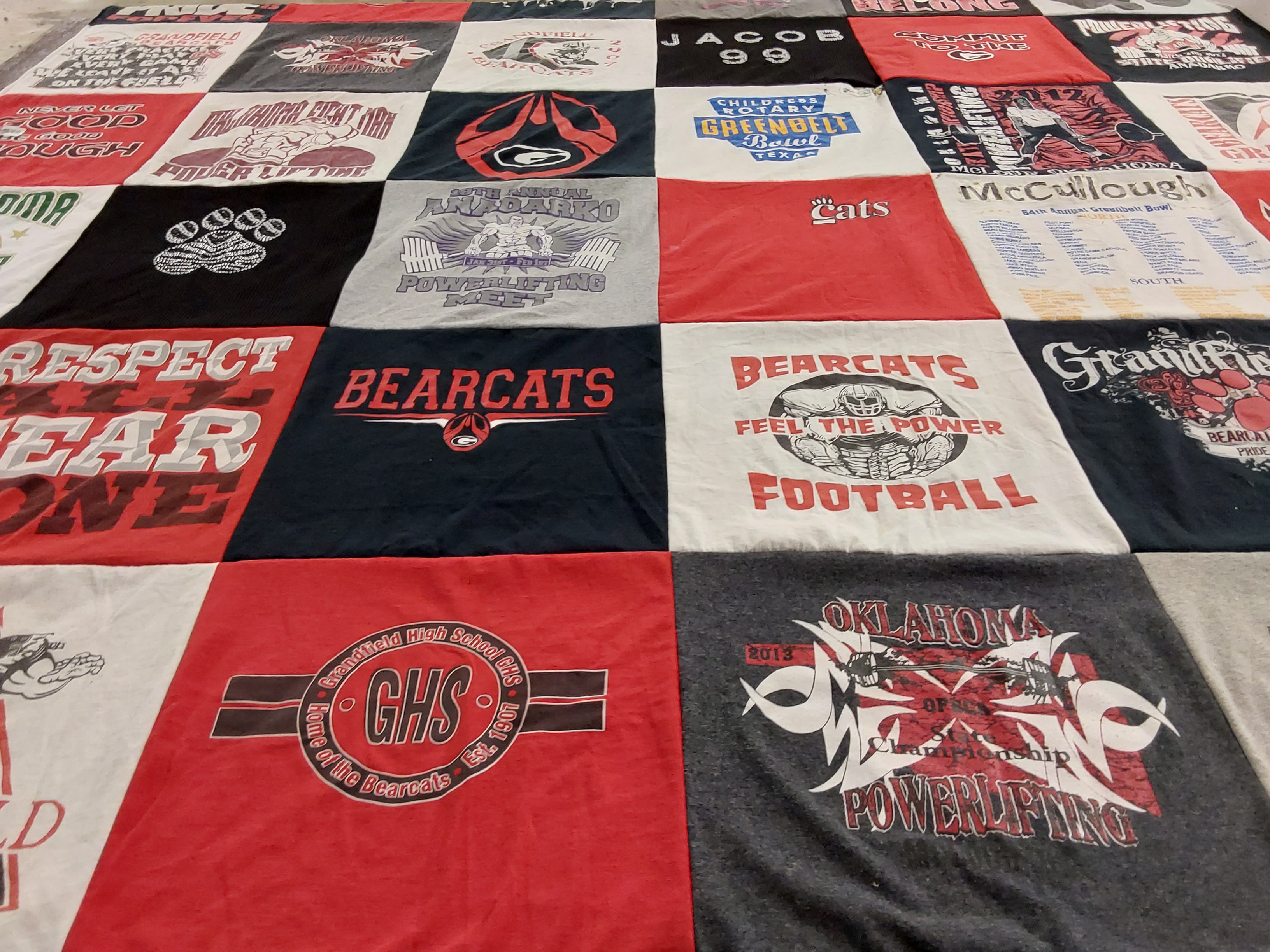 T-shirt quilt featuring bearcats football by Michelle from OK