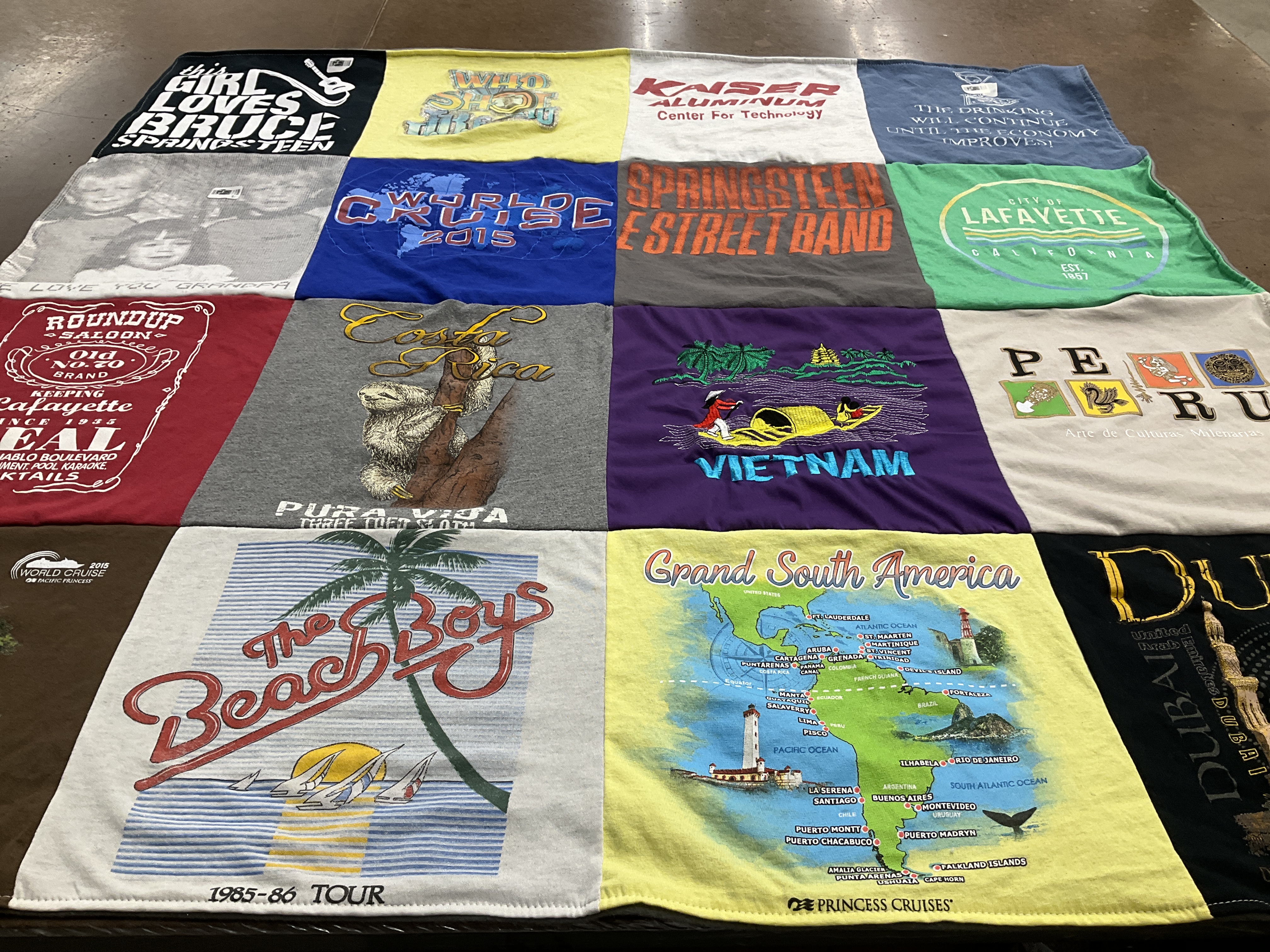 T-shirt quilt from city of lafayette college by Sharon from CA