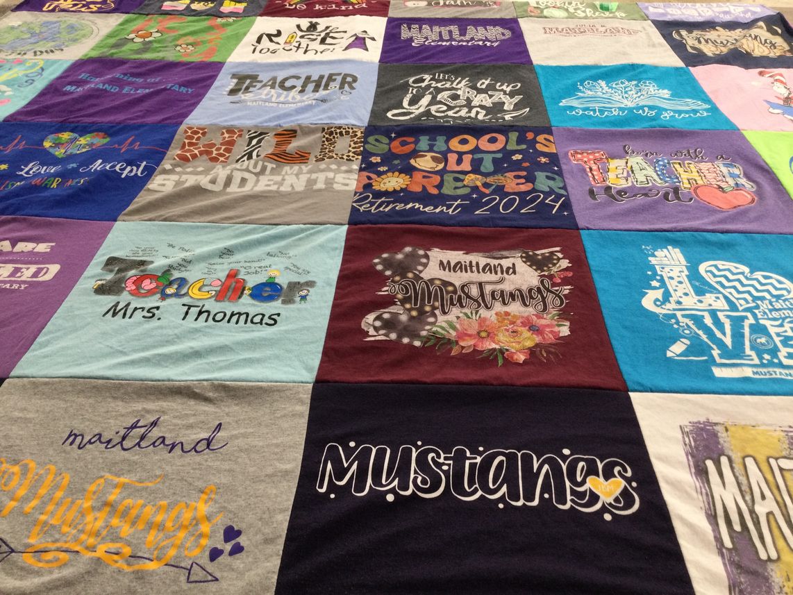T-shirt quilt featuring maitland mustangs by Melinda from LA