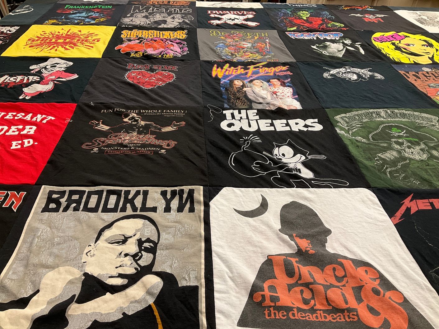 T-shirt quilt with music, punk themes by Brian from VA
