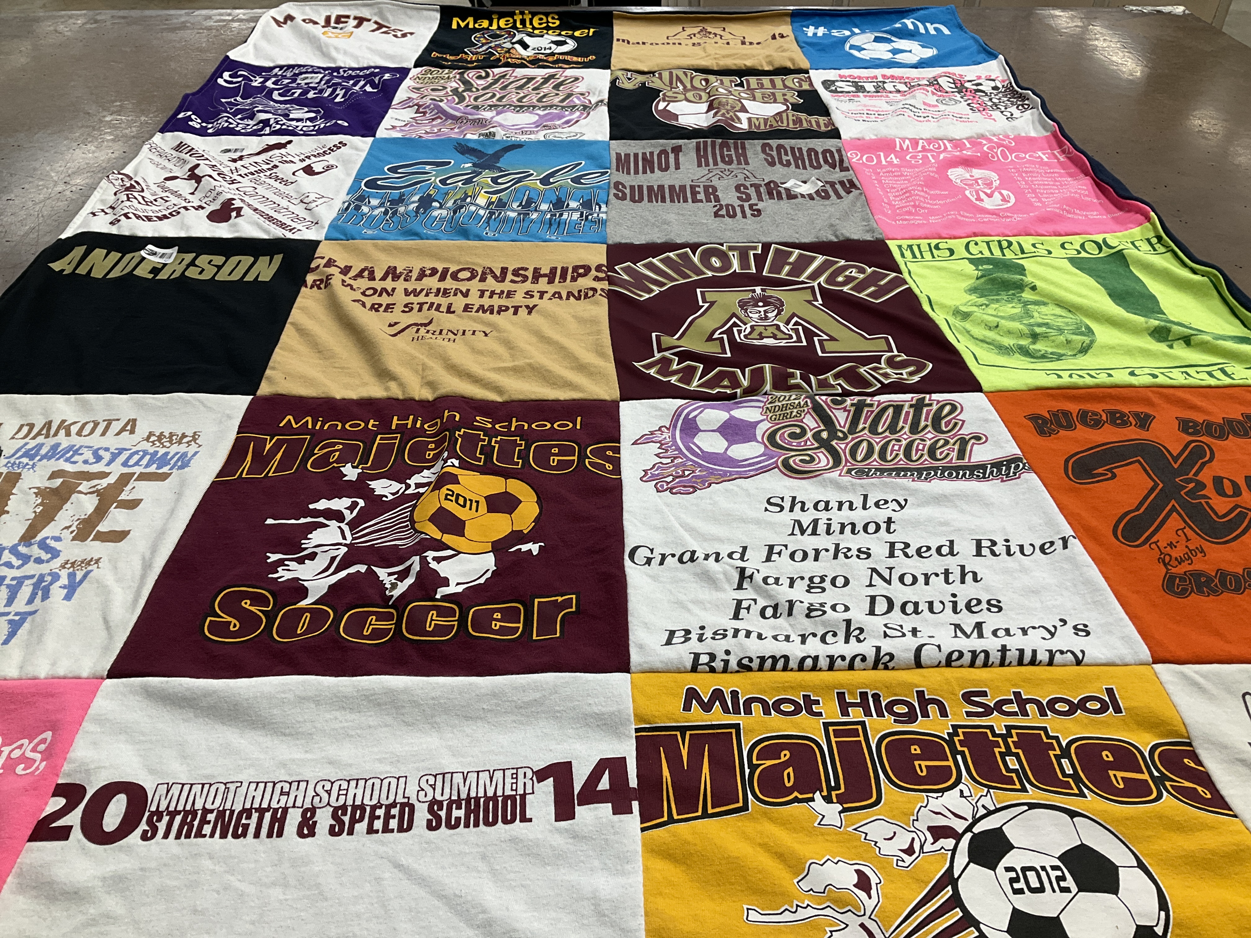 T-shirt quilt featuring minot high school majettes by Makaila from MN
