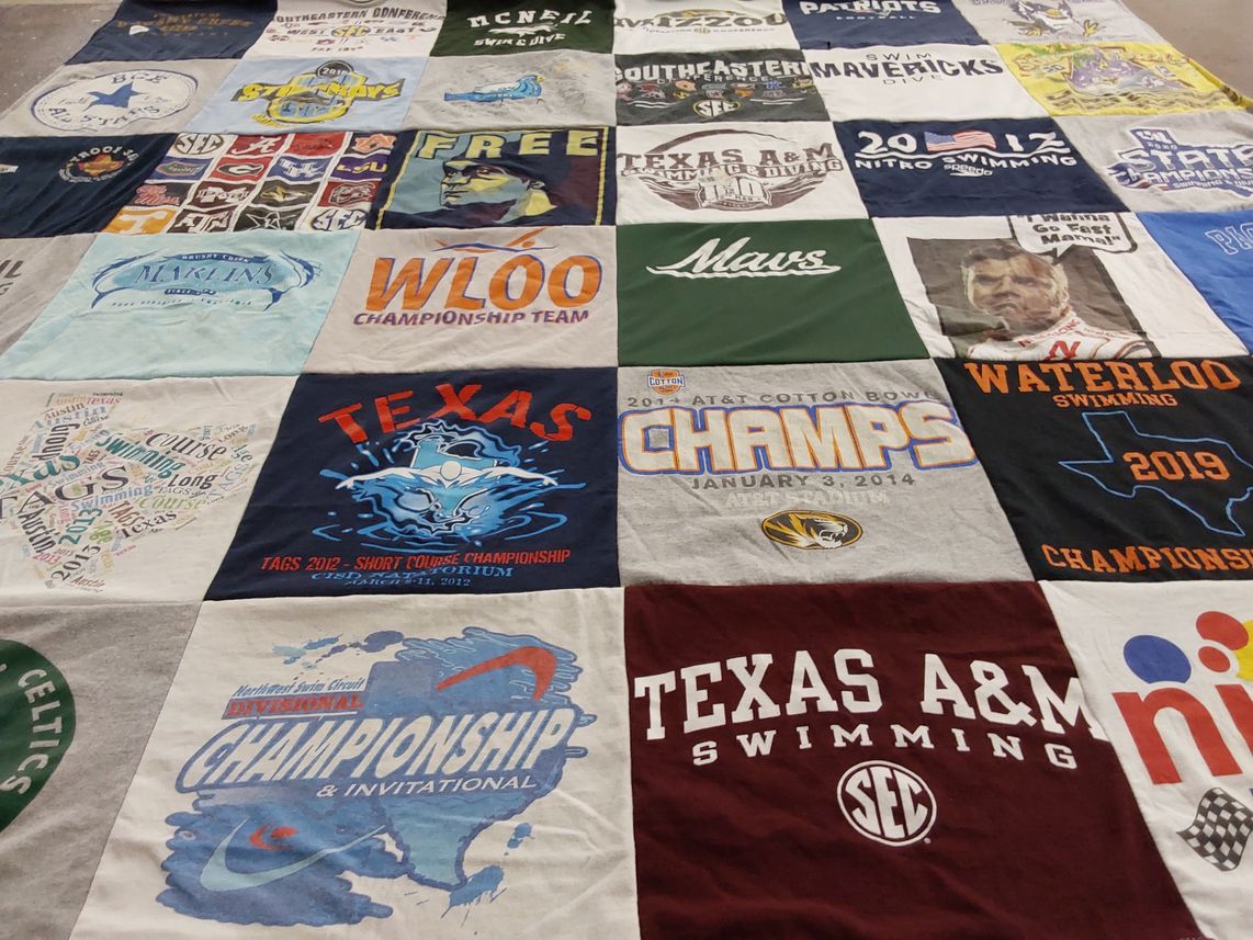 T-shirt quilt featuring mavericks, waterloo swimming by Kara from TX