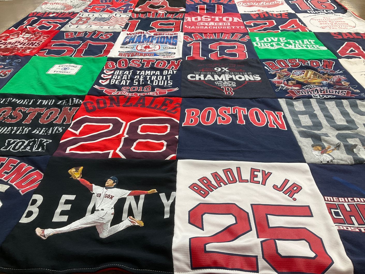 T-shirt quilt featuring boston red sox by Norma from MA
