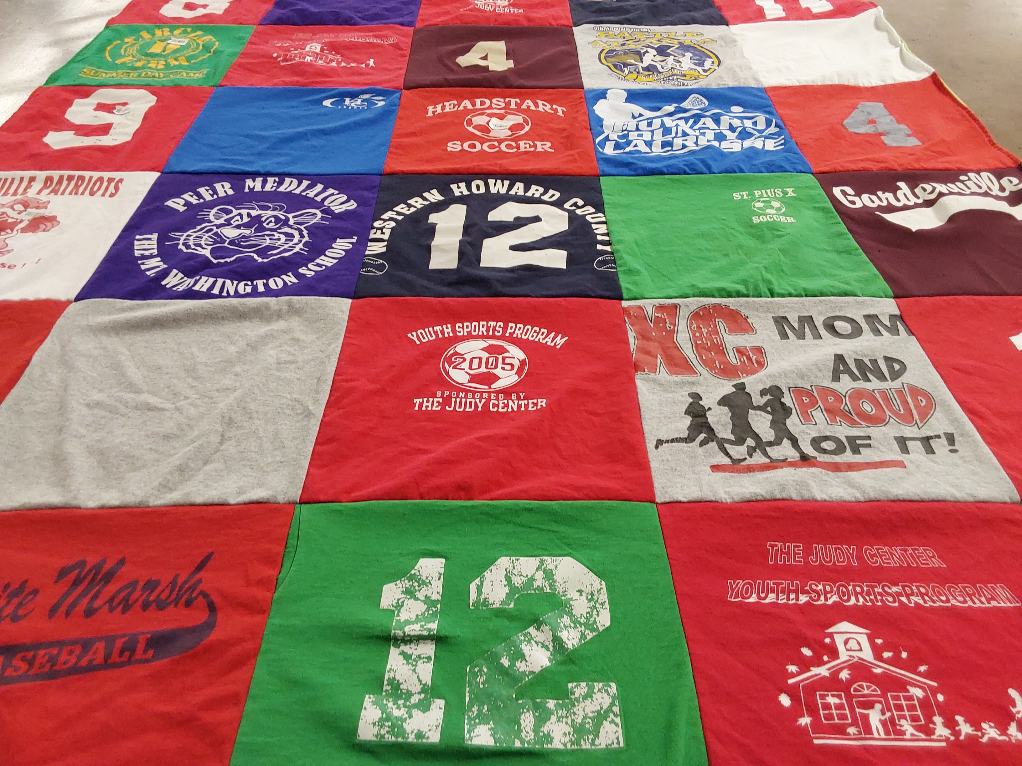T-shirt quilt featuring st pius x soccer by Tiffany from GA