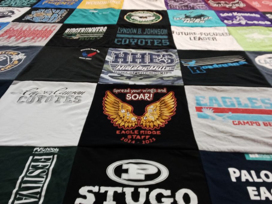 T-shirt quilt featuring canyon coyotes, eagle ridge by Deborah from AZ