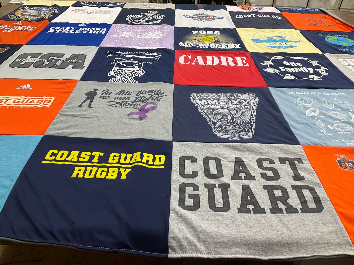 T-shirt quilt featuring coast guard rugby by Jodi from PA