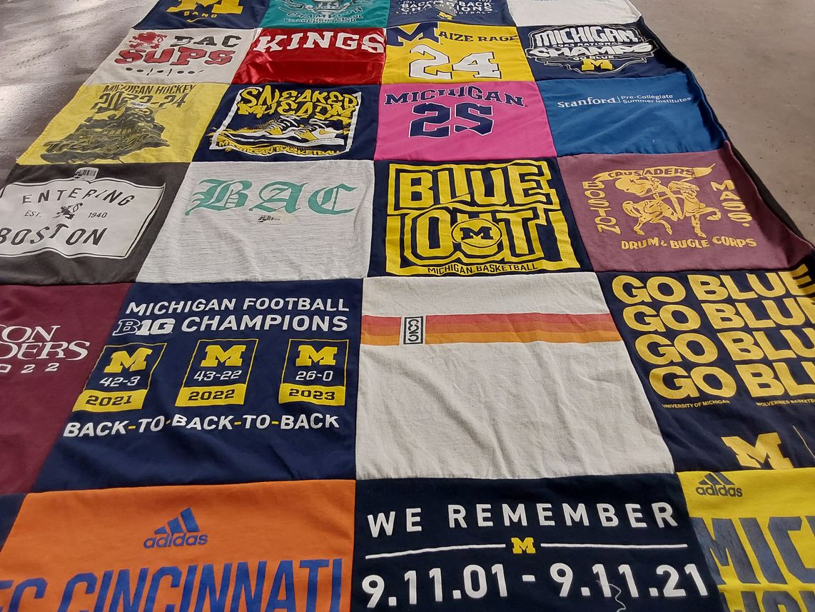 T-shirt quilt featuring michigan football, michigan basketball by Paul from OH
