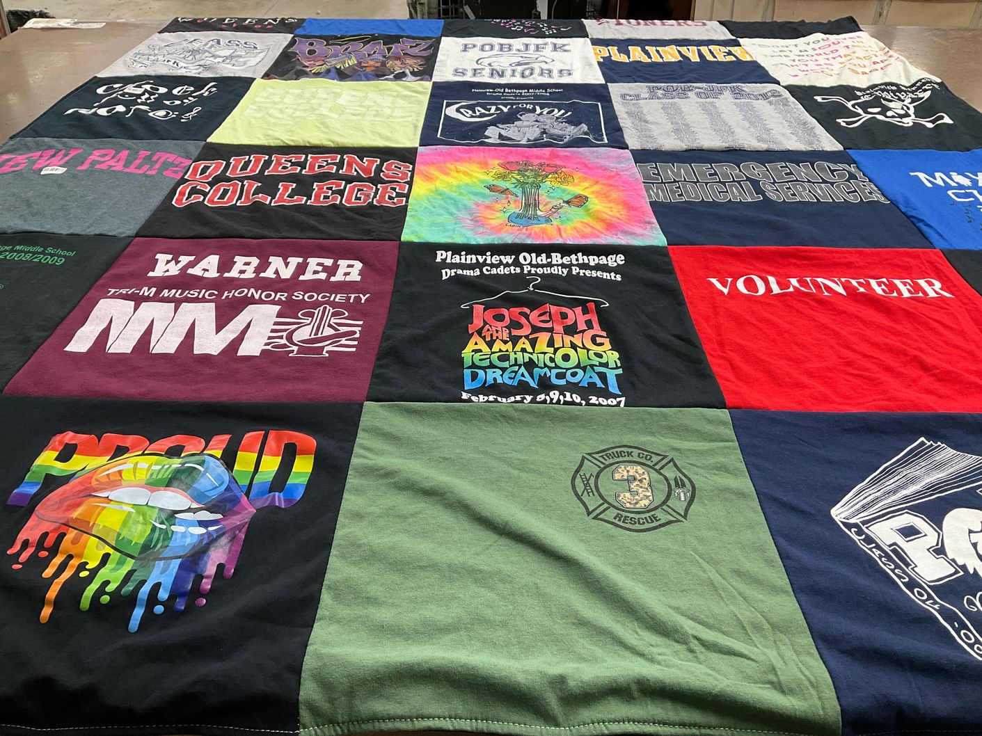 T-shirt quilt from queens college, new paltz college by Brittney from NY