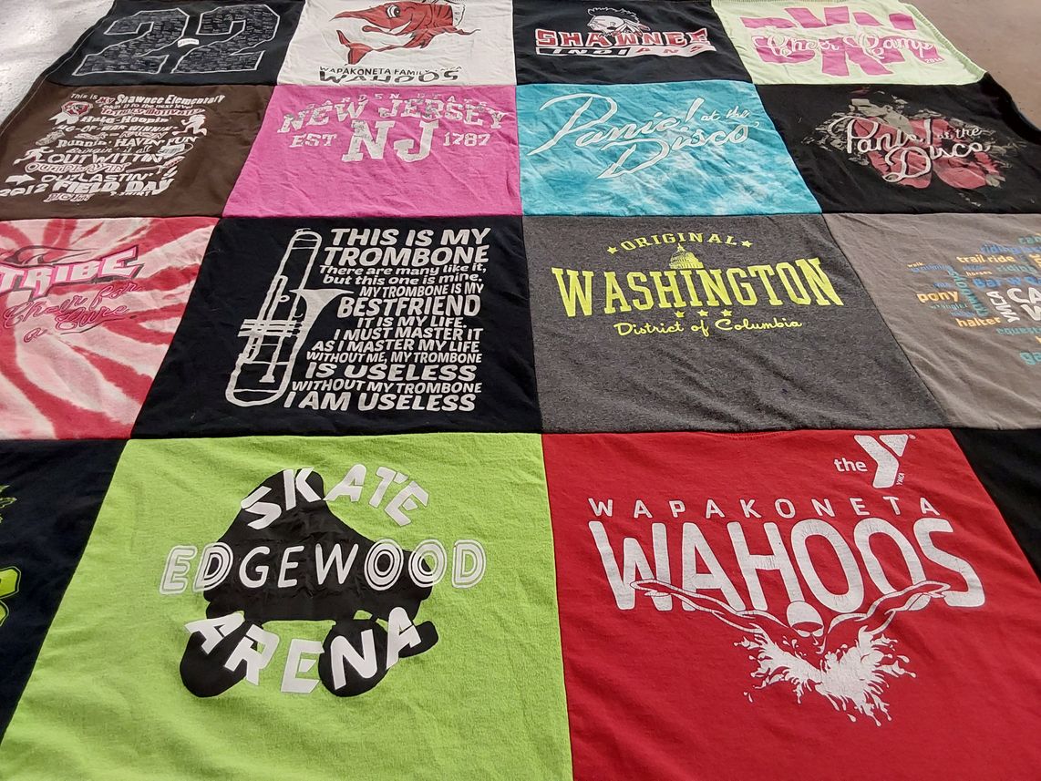 T-shirt quilt featuring wapakoneta wahoos by Leigh from OH