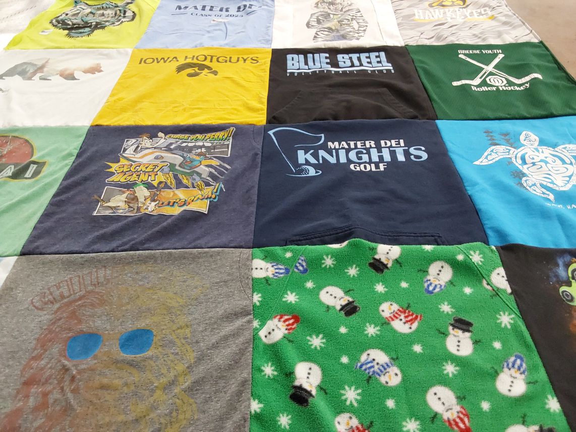 T-shirt quilt featuring blue steel football club by Diane from IL
