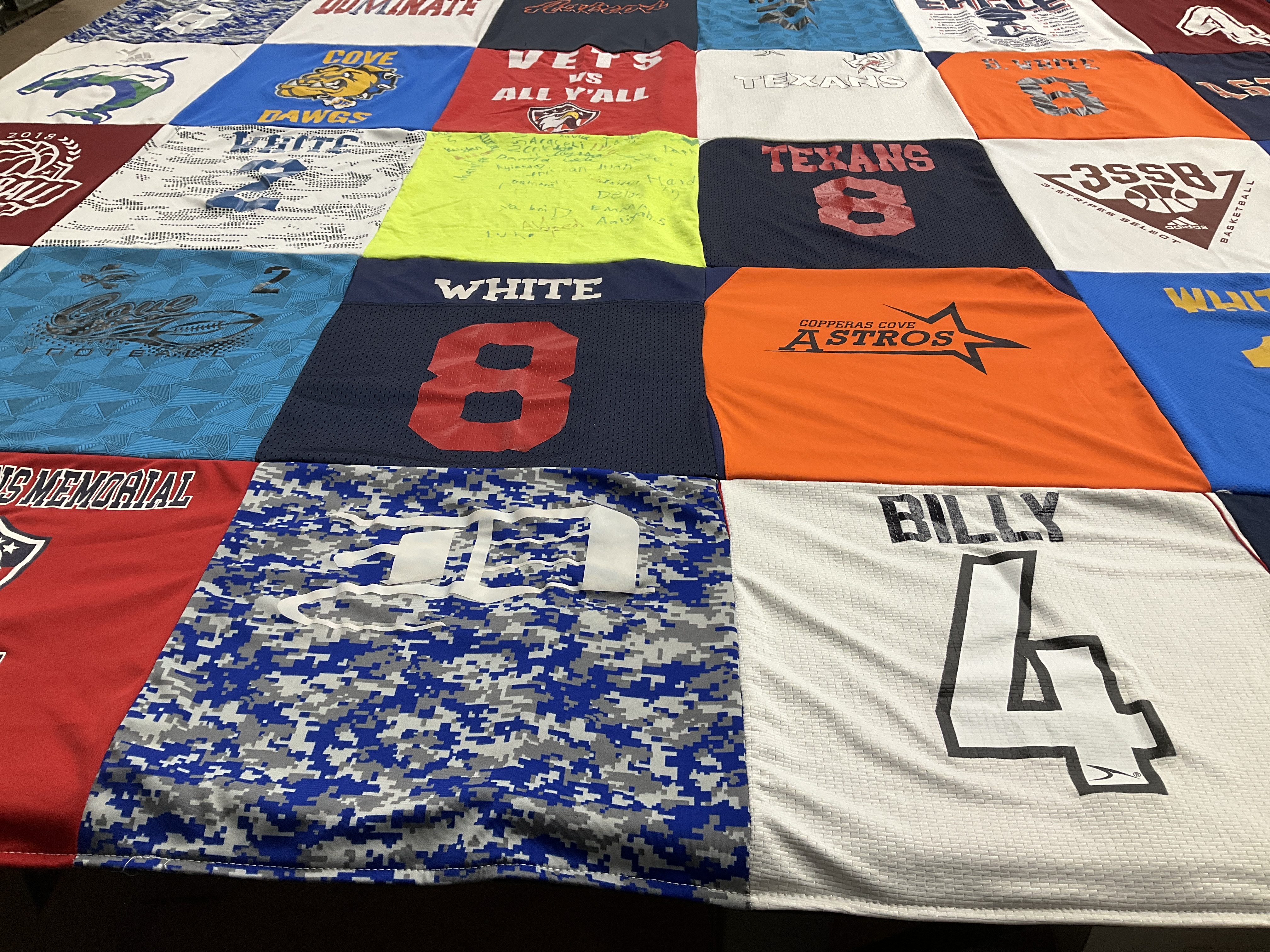 T-shirt quilt featuring texans, cove dawgs by Nicole from TX