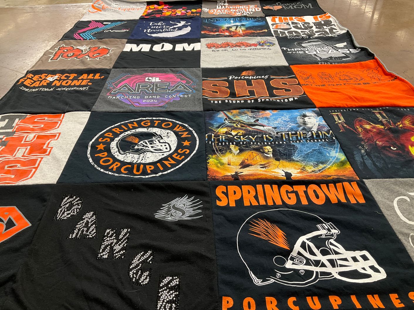 T-shirt quilt featuring springtown porcupines by Cristi from TX