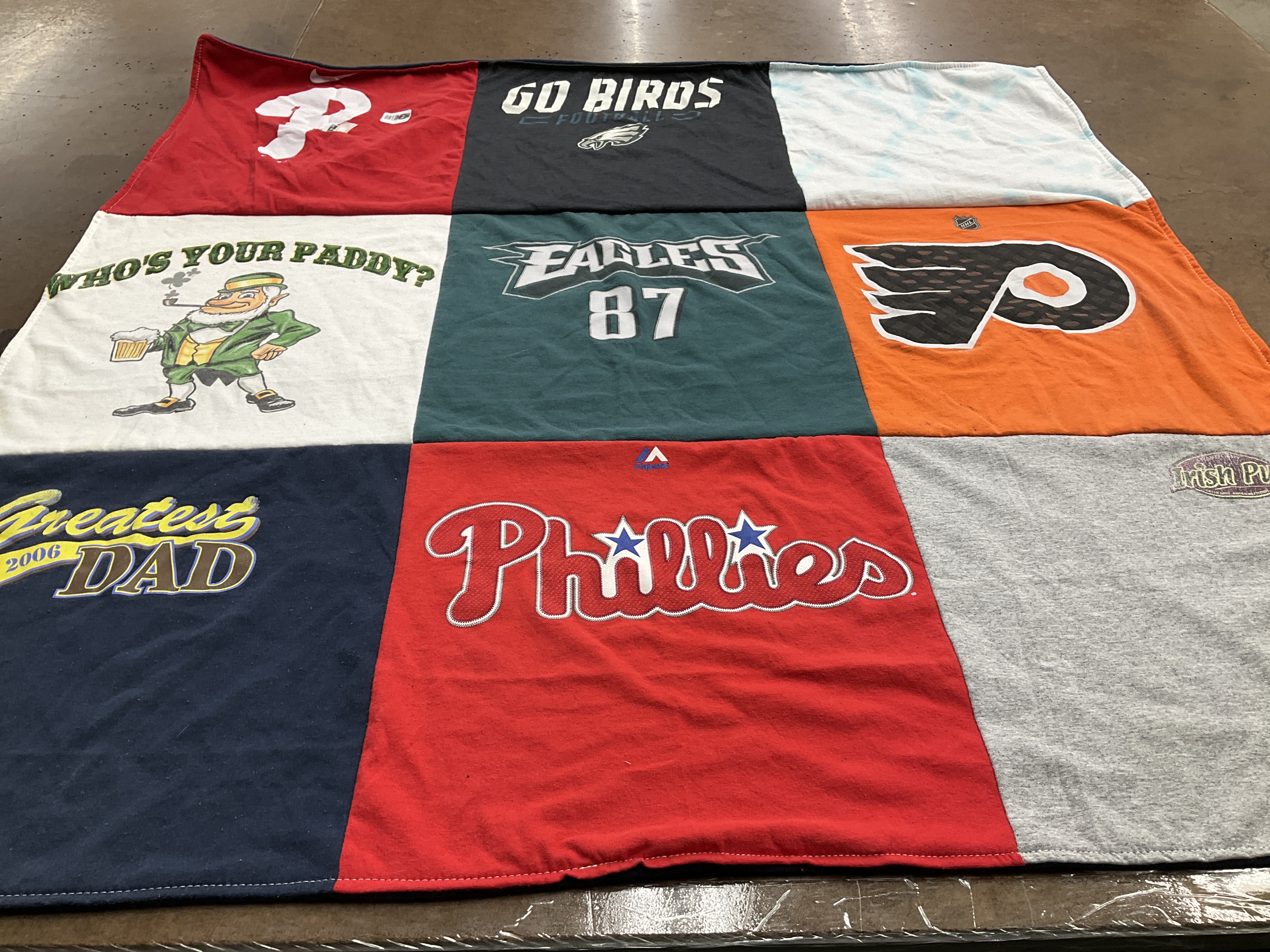 T-shirt quilt featuring philadelphia phillies, philadelphia eagles by Kimberly from PA