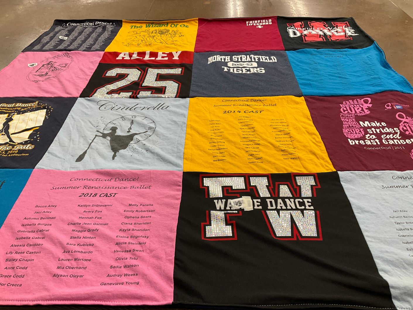 T-shirt quilt featuring fairfield university, north stratfield tigers by Tracie from CT