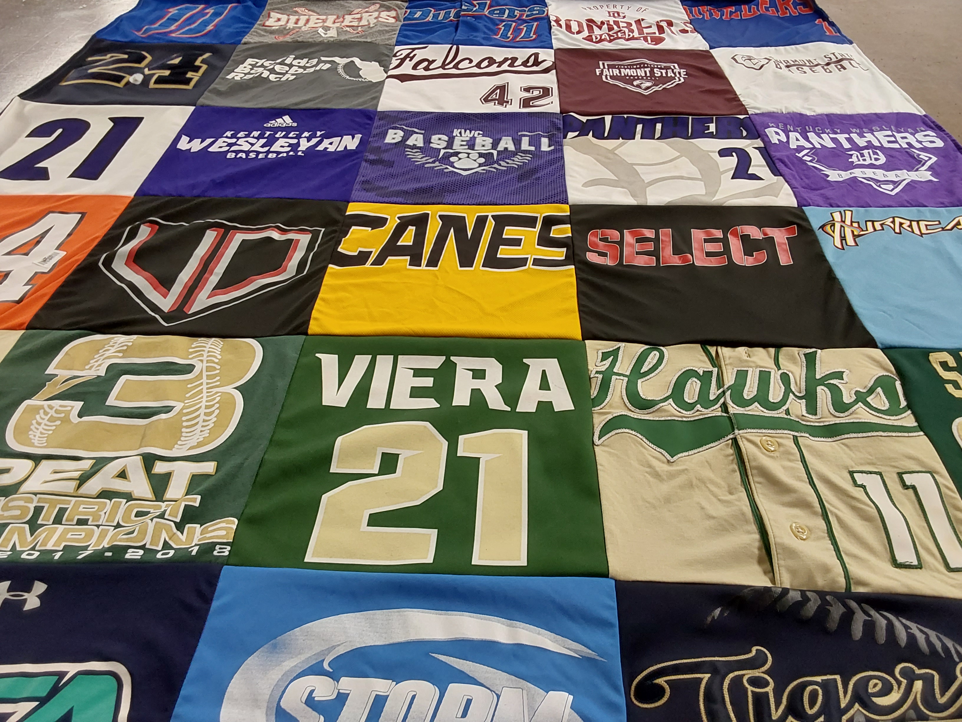 T-shirt quilt featuring viera hawks, kentucky wesleyan panthers by Rhonda from FL