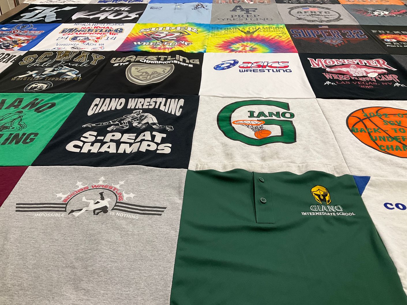 T-shirt quilt featuring giano wrestling by Thomas from CA