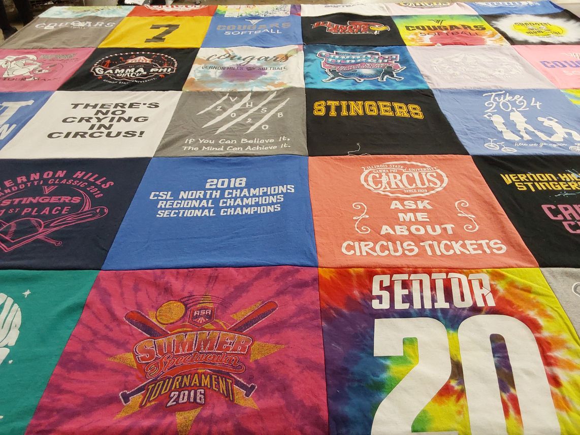T-shirt quilt featuring vernon hills stingers, cougars by Elisa from IL
