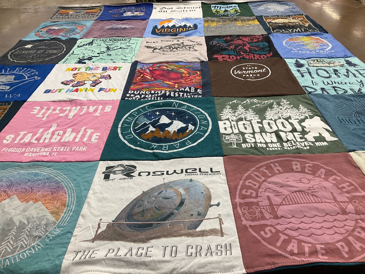 T-shirt quilt with outdoors, travel themes by John from VA