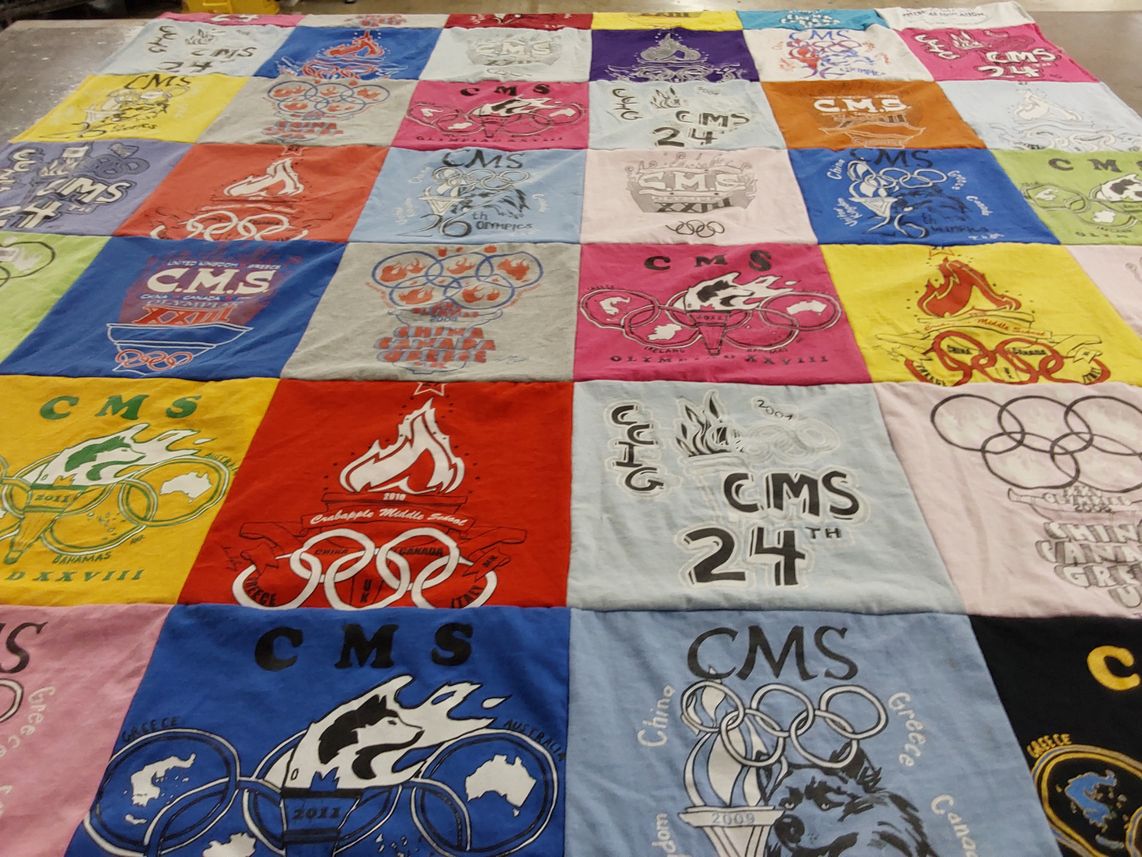 T-shirt quilt from capistrano middle school by Susan from GA