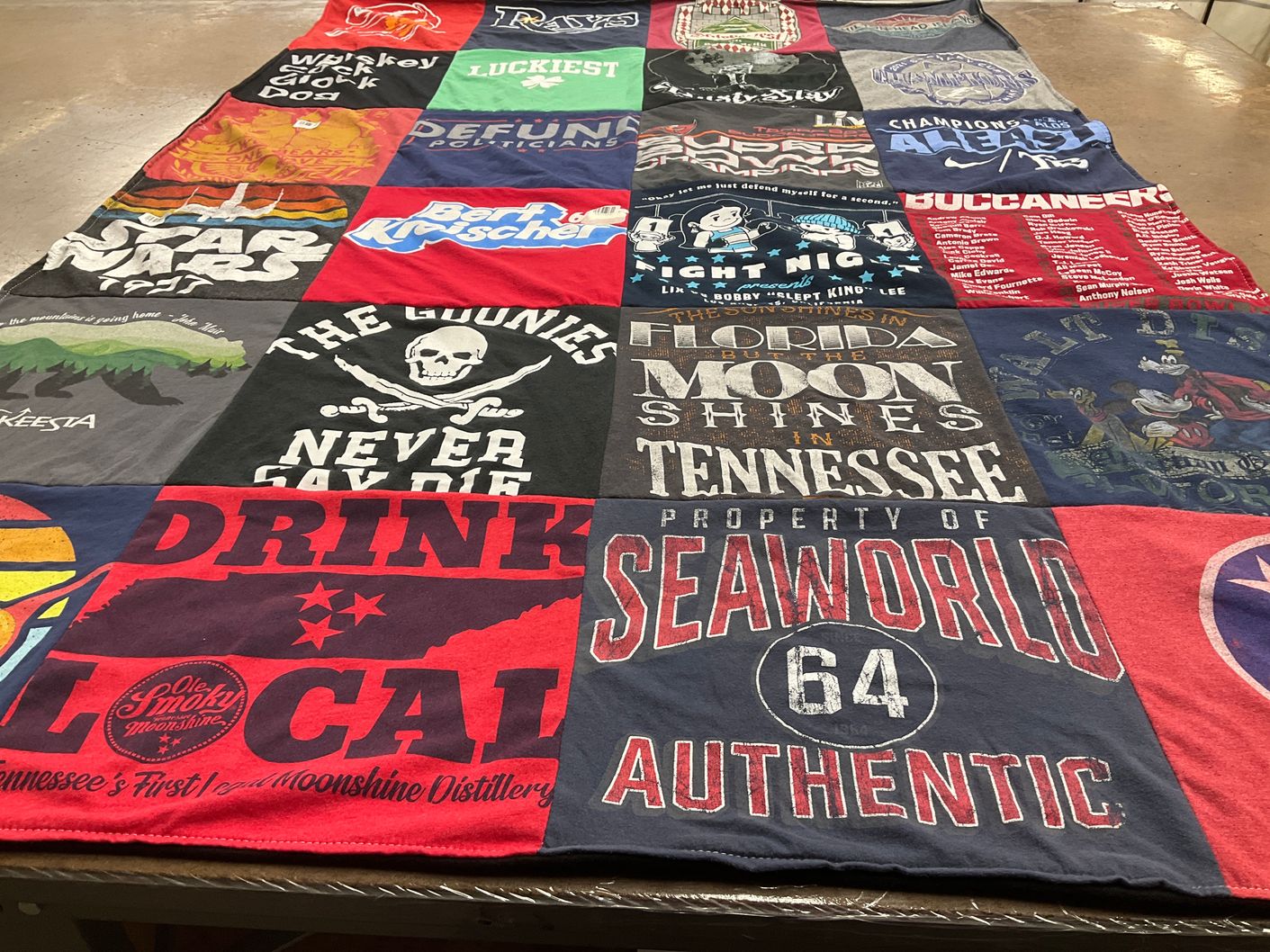 T-shirt quilt featuring buccaneers by Marla from TN
