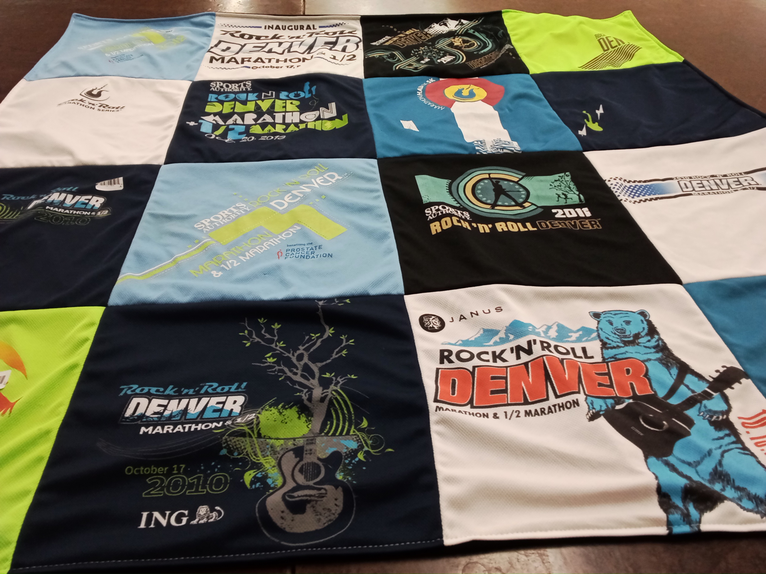 T-shirt quilt with running, marathons themes by Matthew from CO
