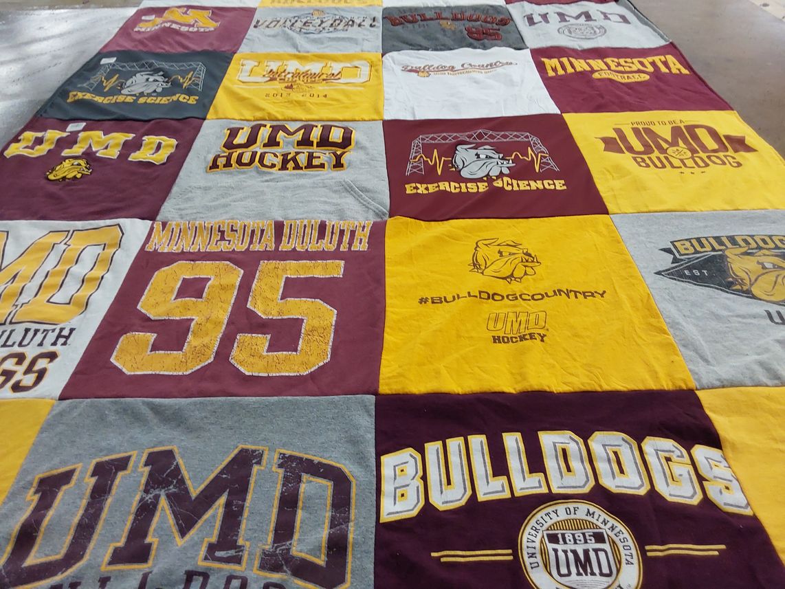 T-shirt quilt featuring umd bulldogs by Emily from MI
