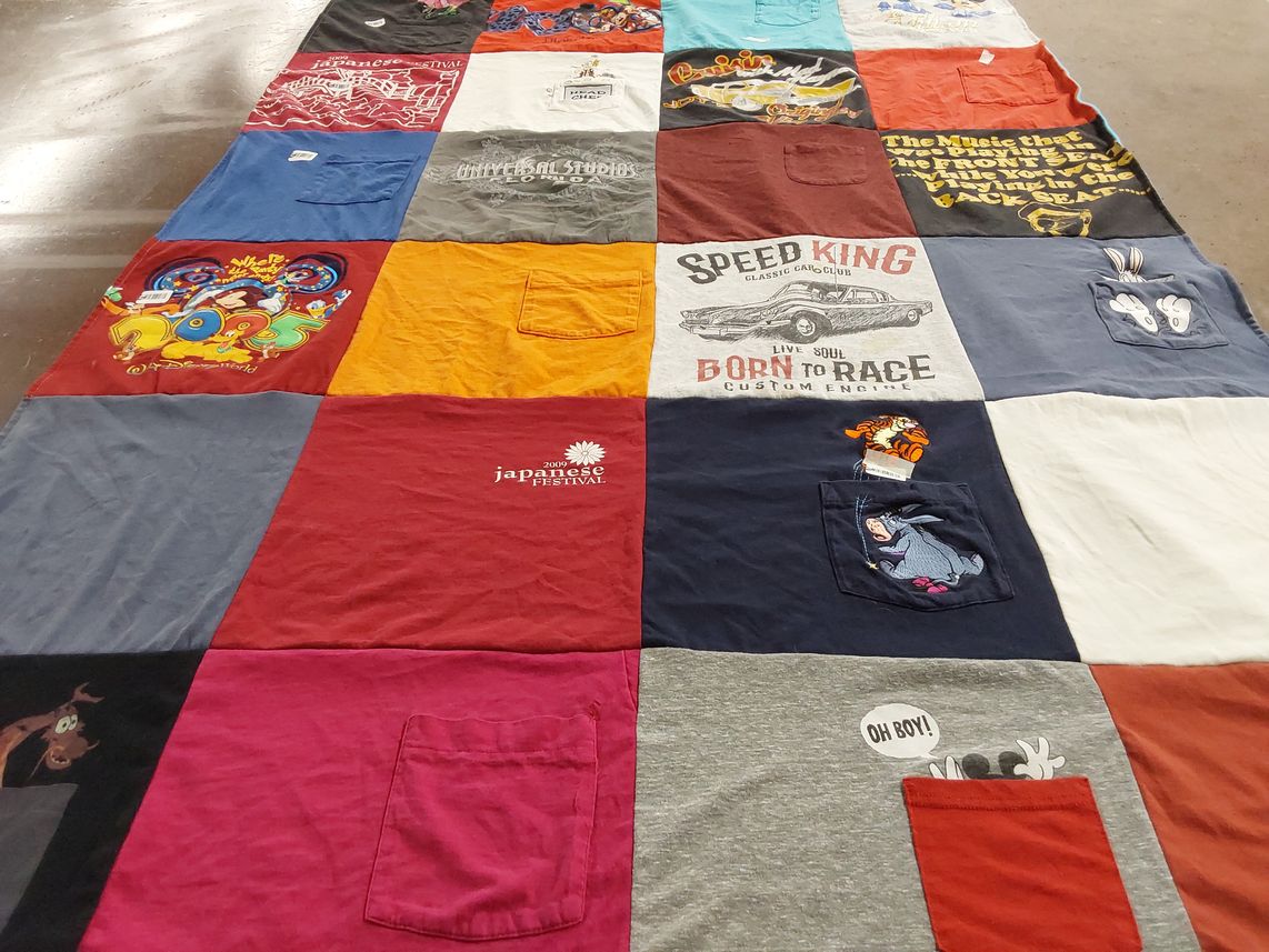 T-shirt quilt with disney, cars themes by Mary from MO