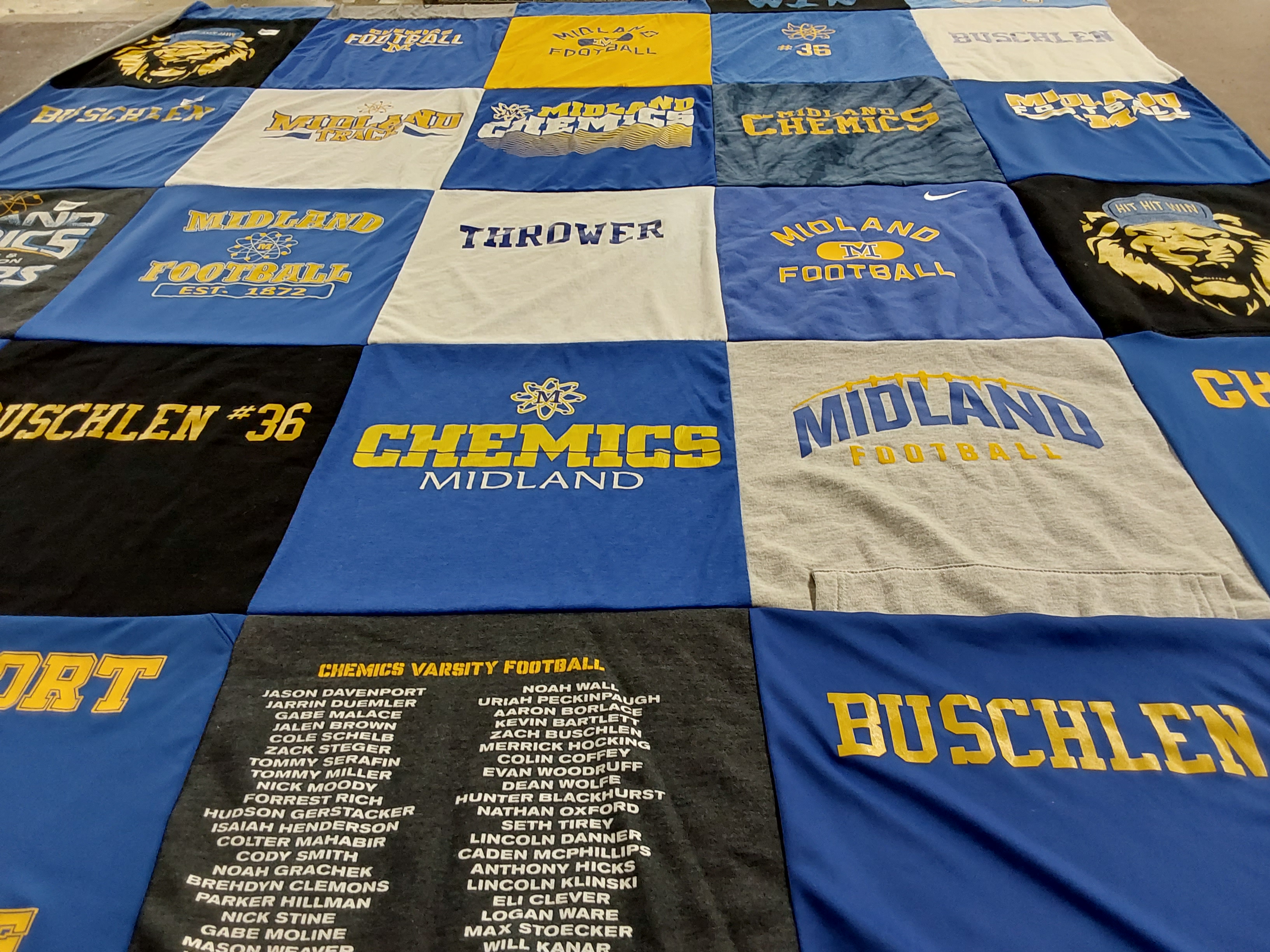 T-shirt quilt featuring midland football by Amy from MI