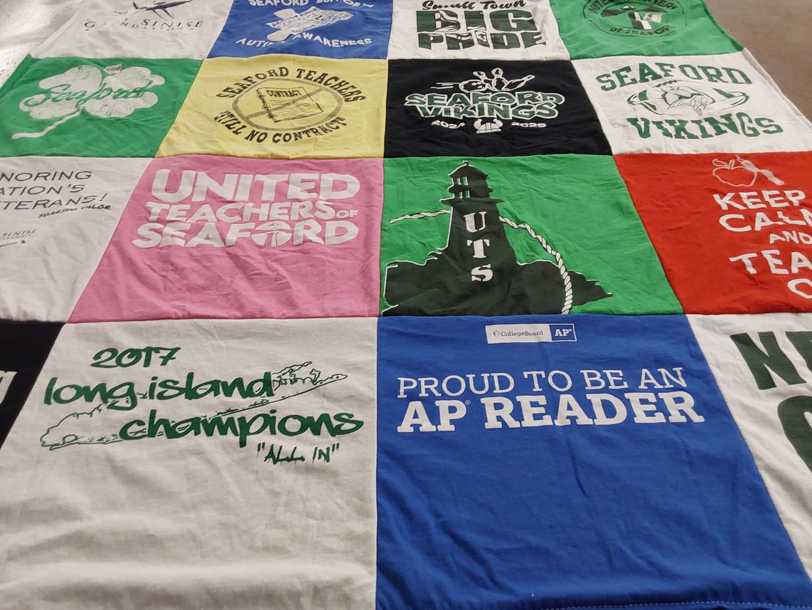 T-shirt quilt featuring seaford vikings by Kimberly from NY