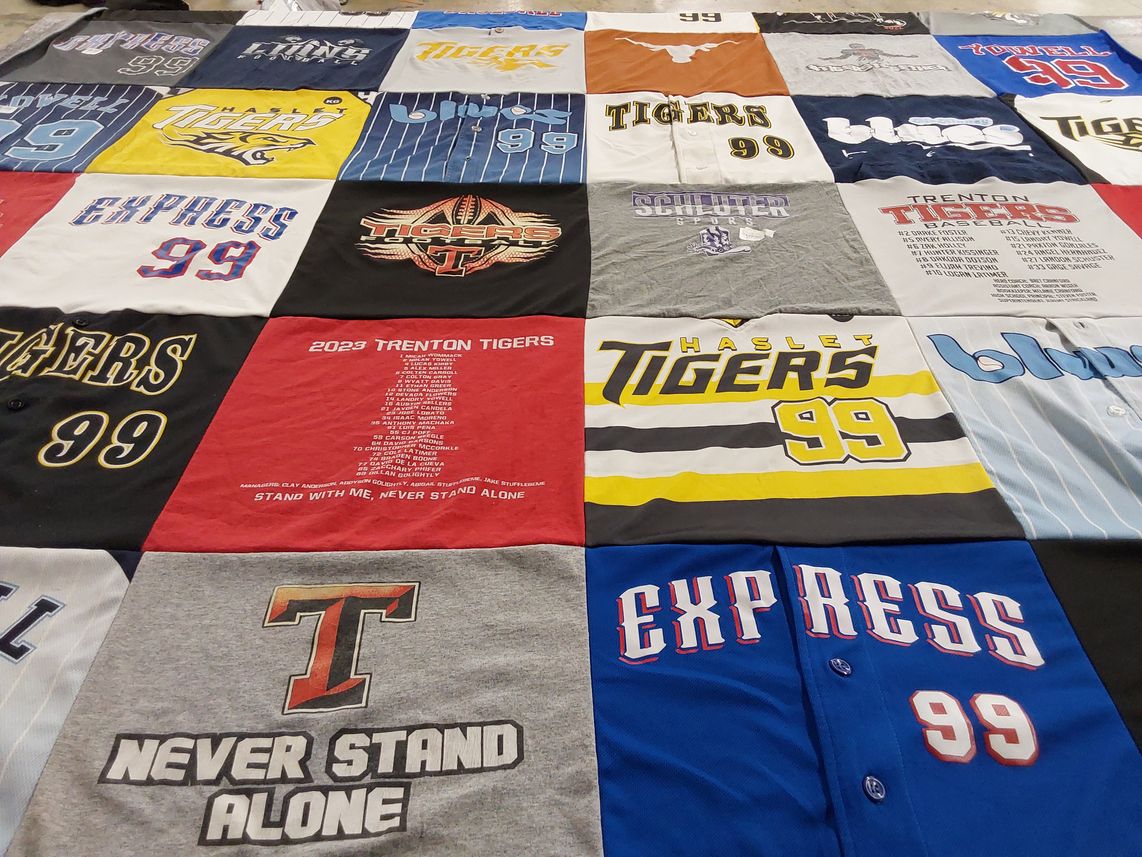 T-shirt quilt featuring trenton tigers, haslet tigers by Brittany from TX