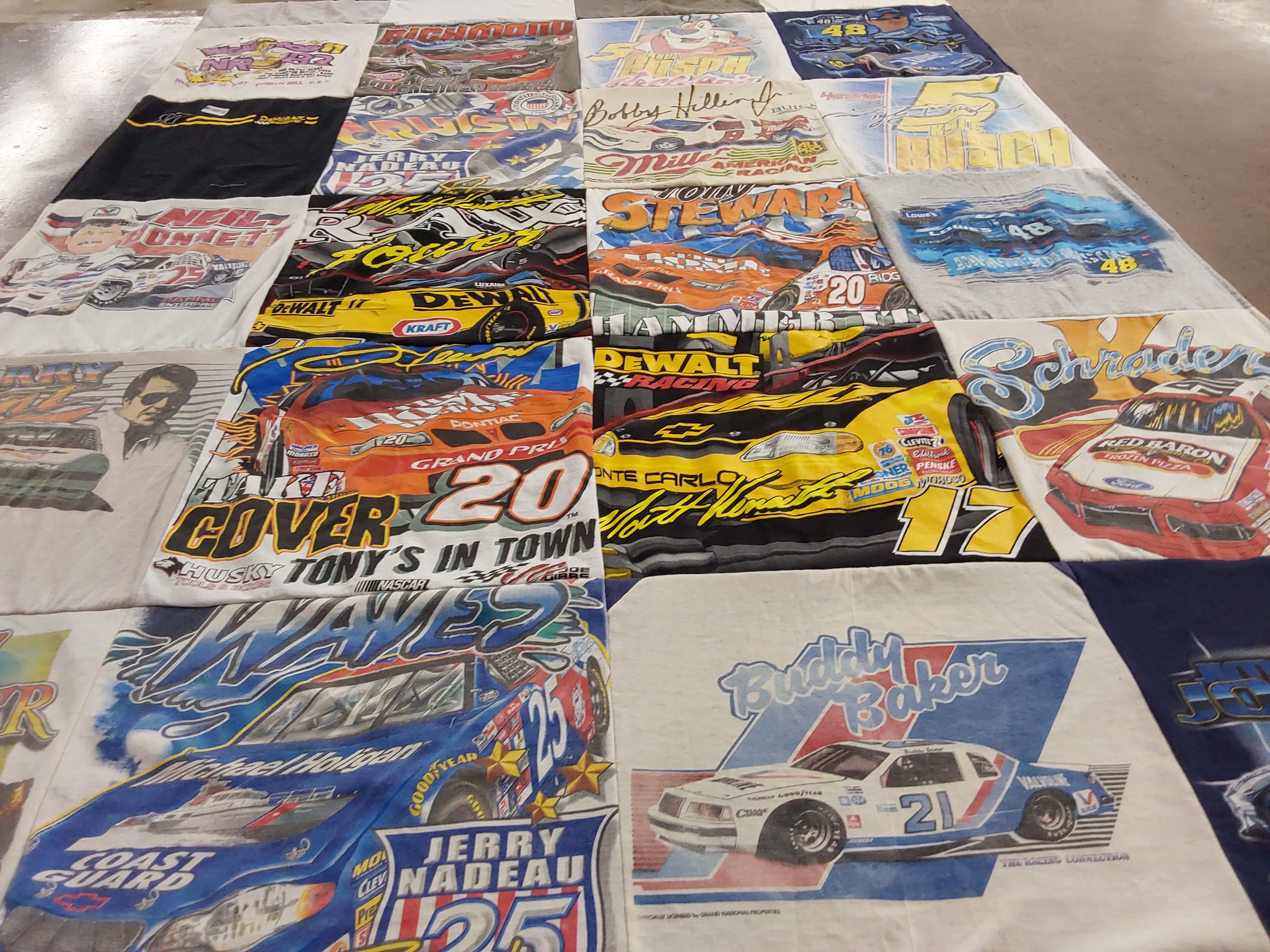 T-shirt quilt with nascar, racing themes by Erin from VA