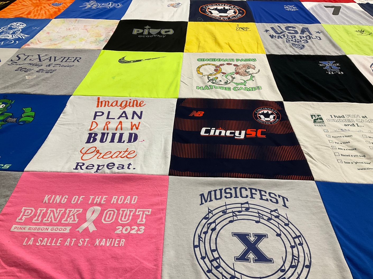 T-shirt quilt featuring xavier university basketball, cornwall high school soccer by Irene from OH