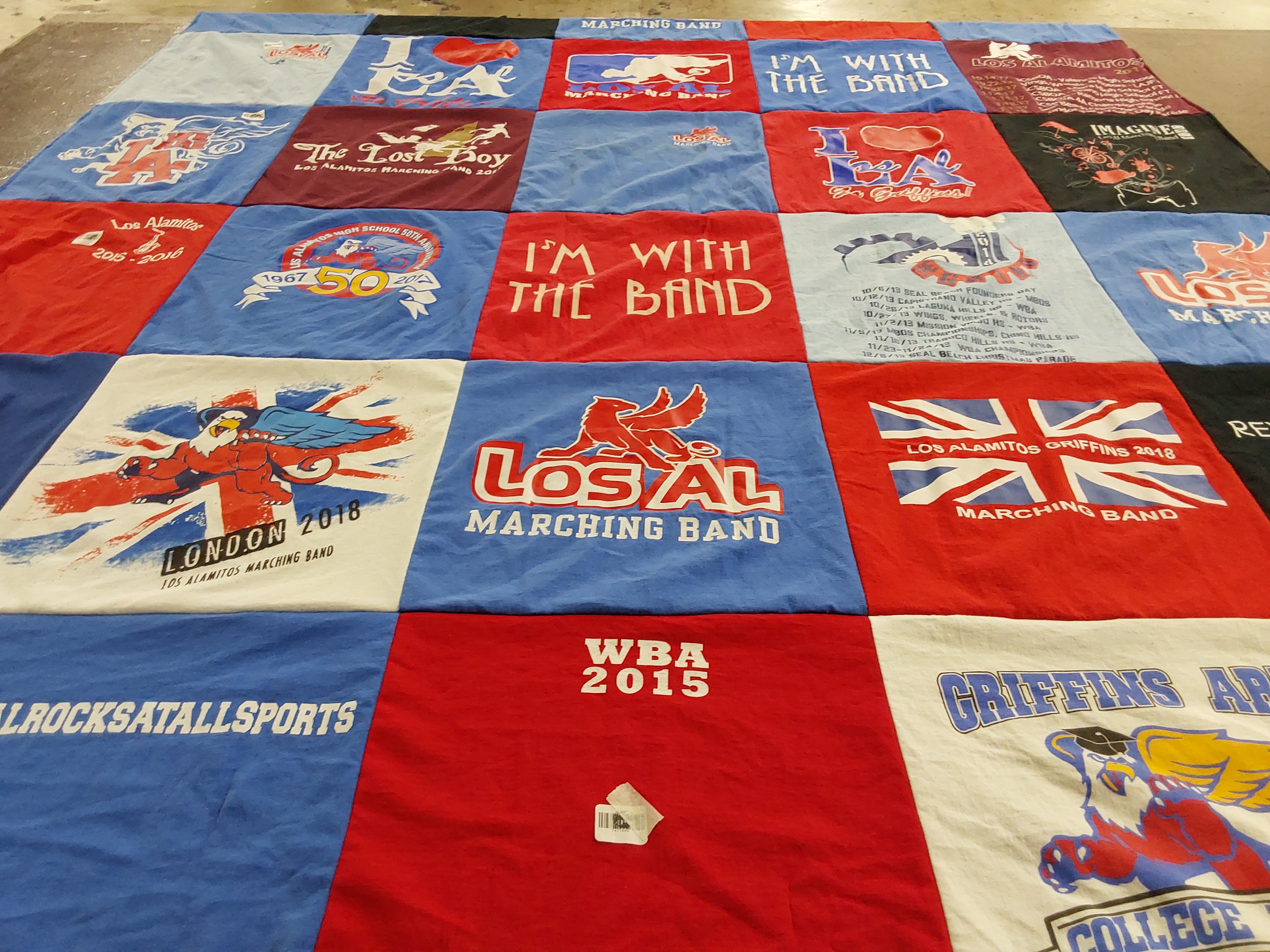 T-shirt quilt featuring los alamitos griffins marching band by Athena from CA