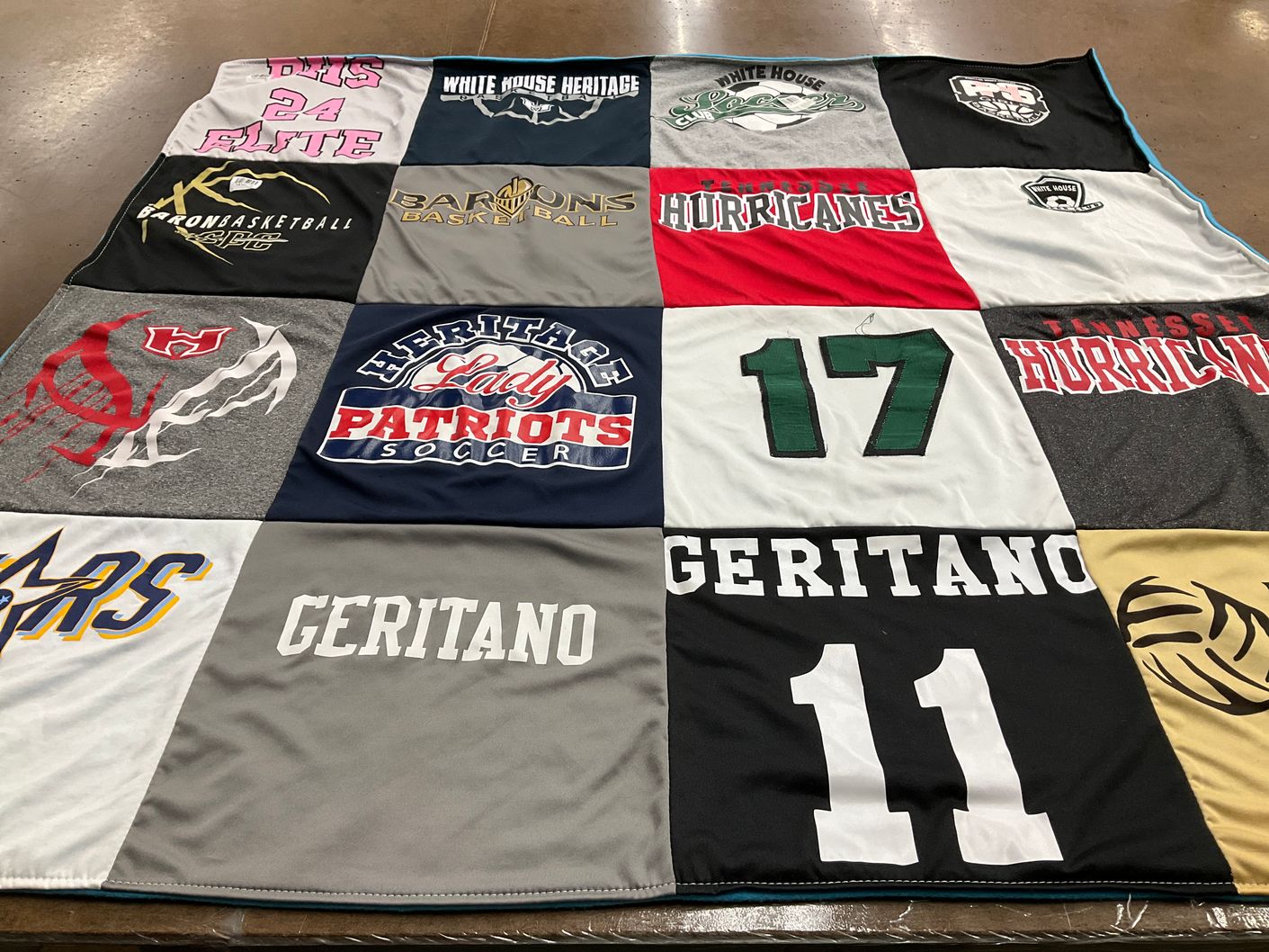 T-shirt quilt featuring heritage lady patriots soccer, barons basketball by Teno from FL