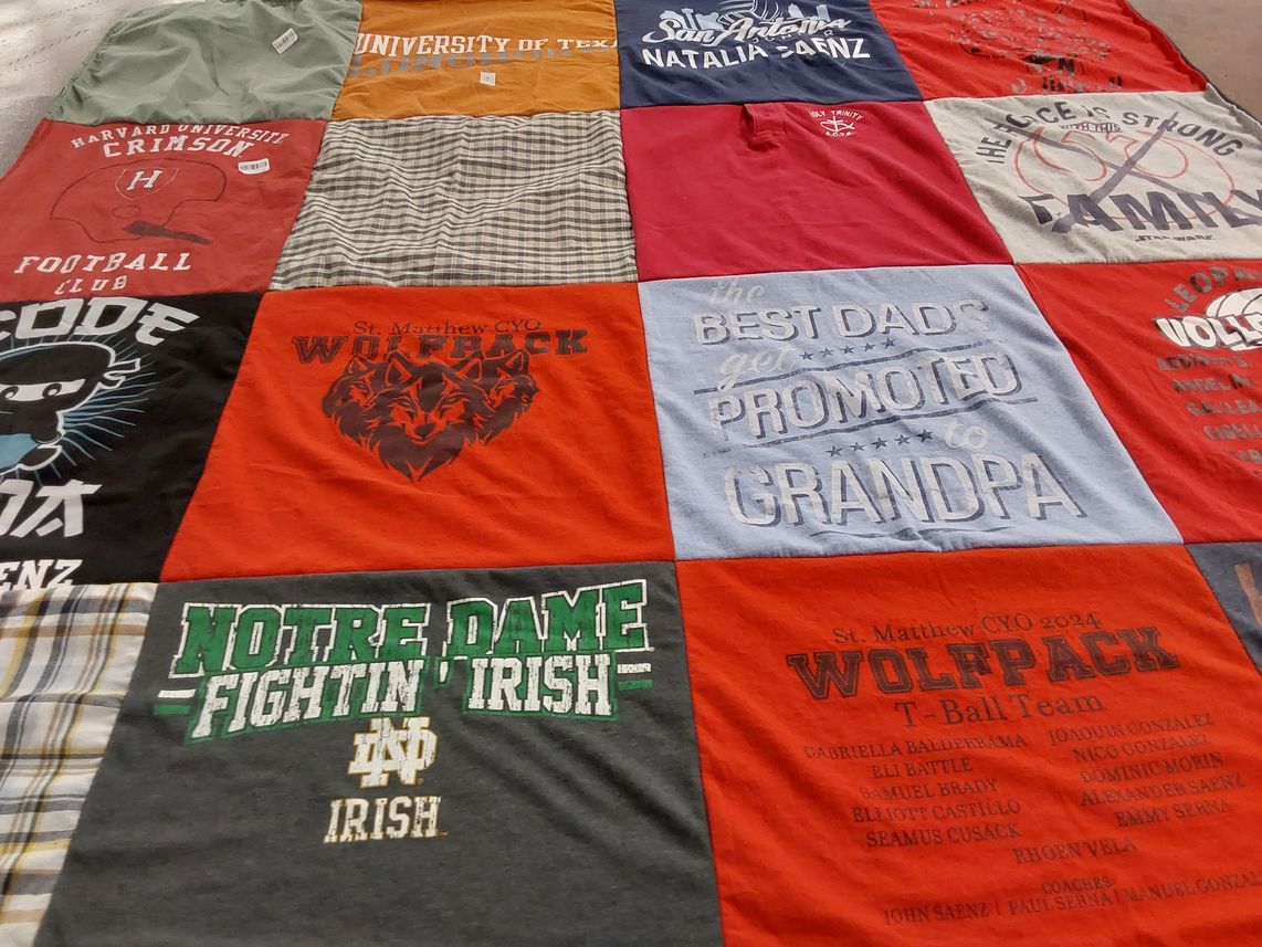 T-shirt quilt featuring wolfpack baseball team by Stephanie from TX