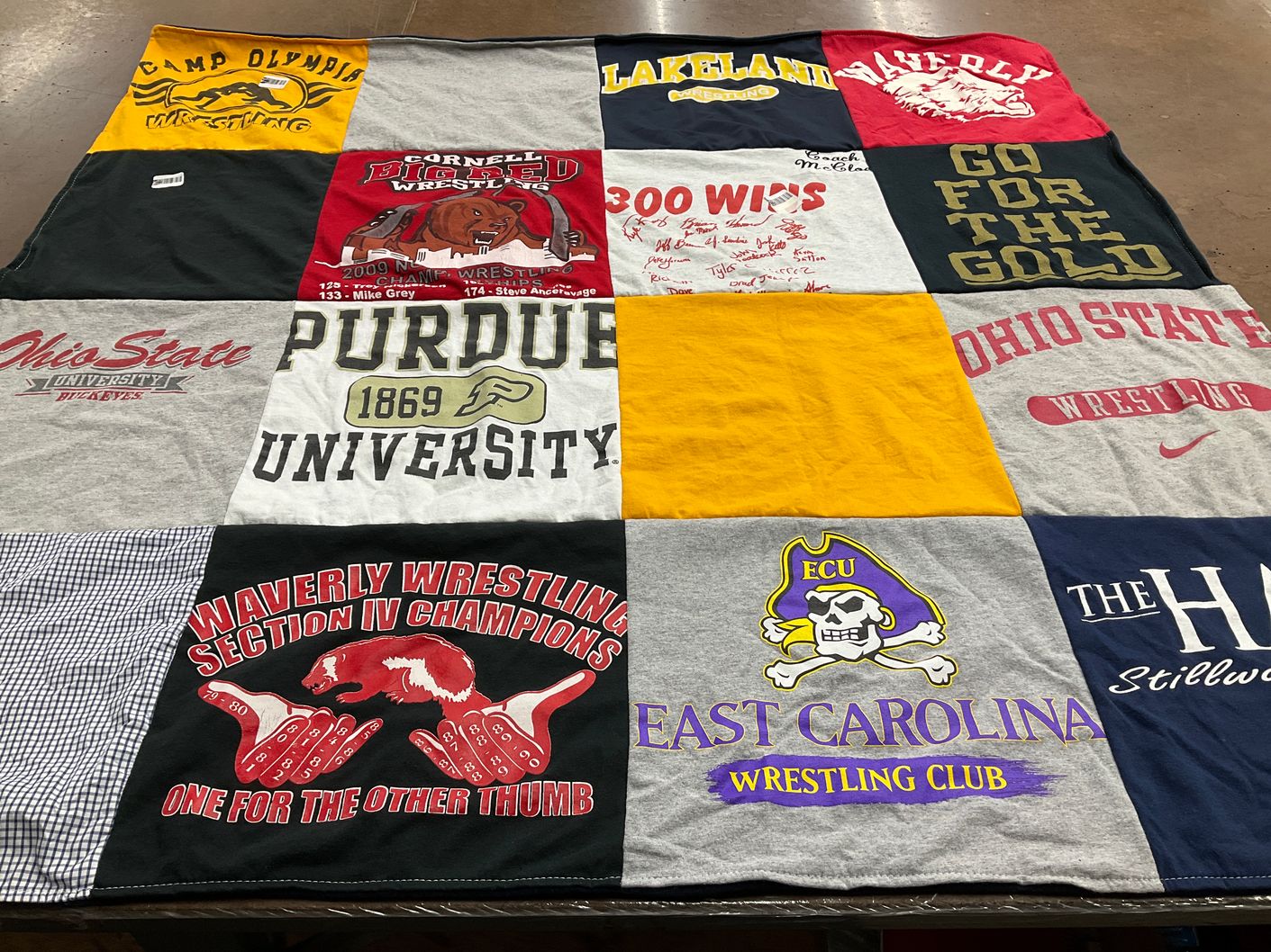 T-shirt quilt featuring waverly wrestling by Cynthia from VA