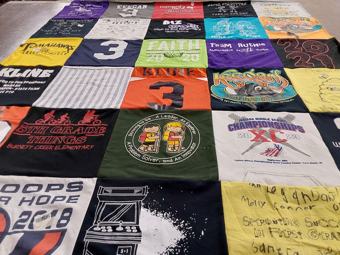 T-shirt quilt from indiana middle school by Terra from IN