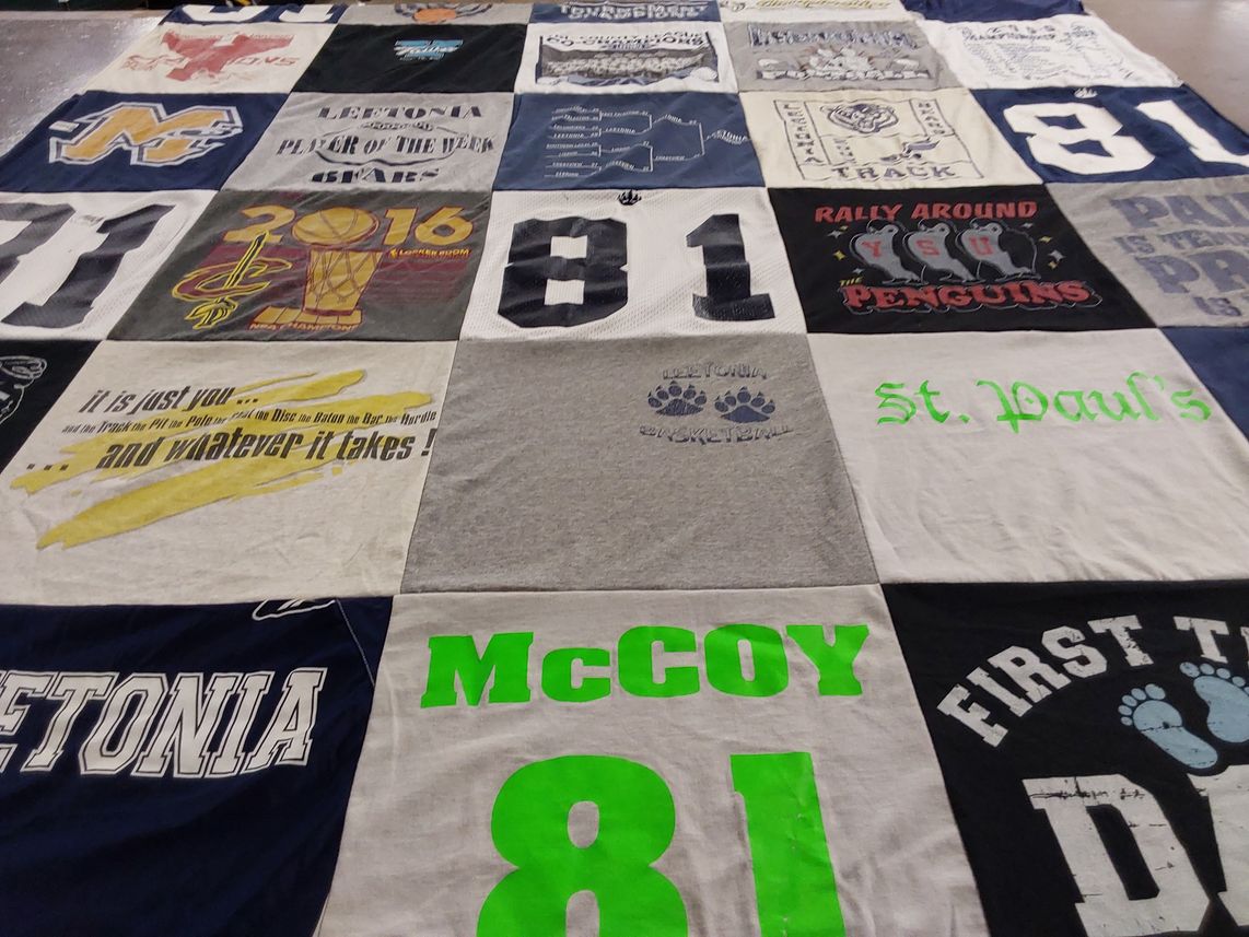T-shirt quilt featuring youth sports by JAMES from PA