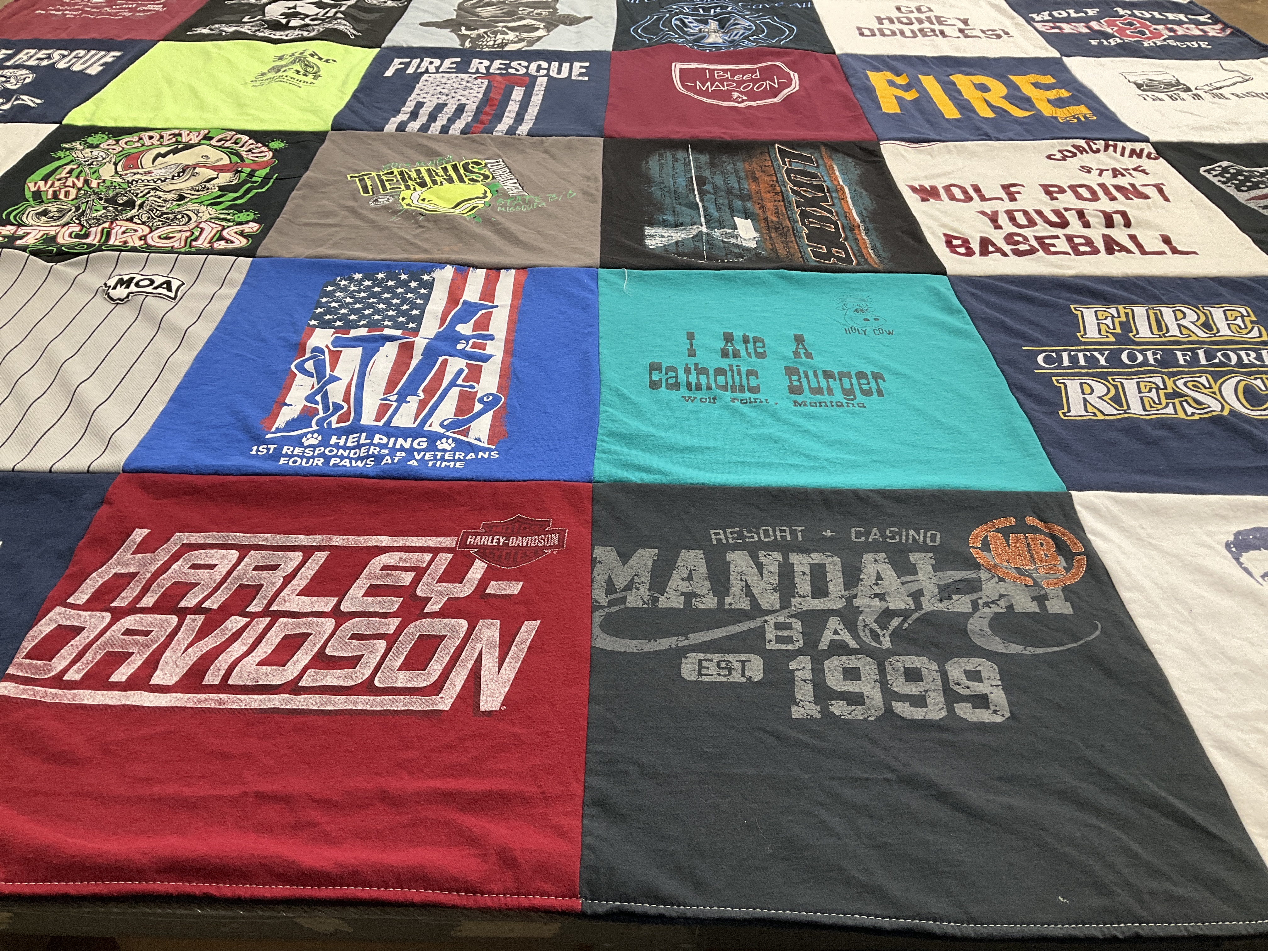 T-shirt quilt from wolf point youth baseball by David from MT