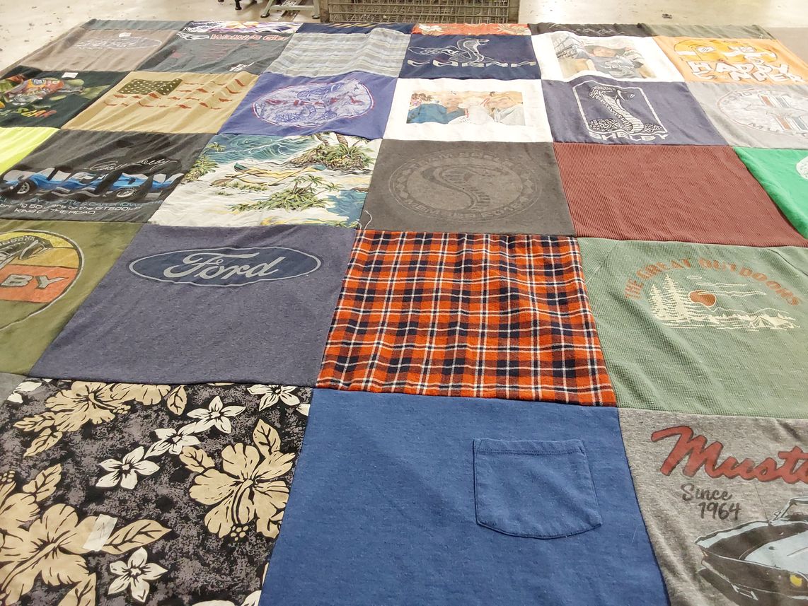 T-shirt quilt with cars, nature themes by FRED from NY