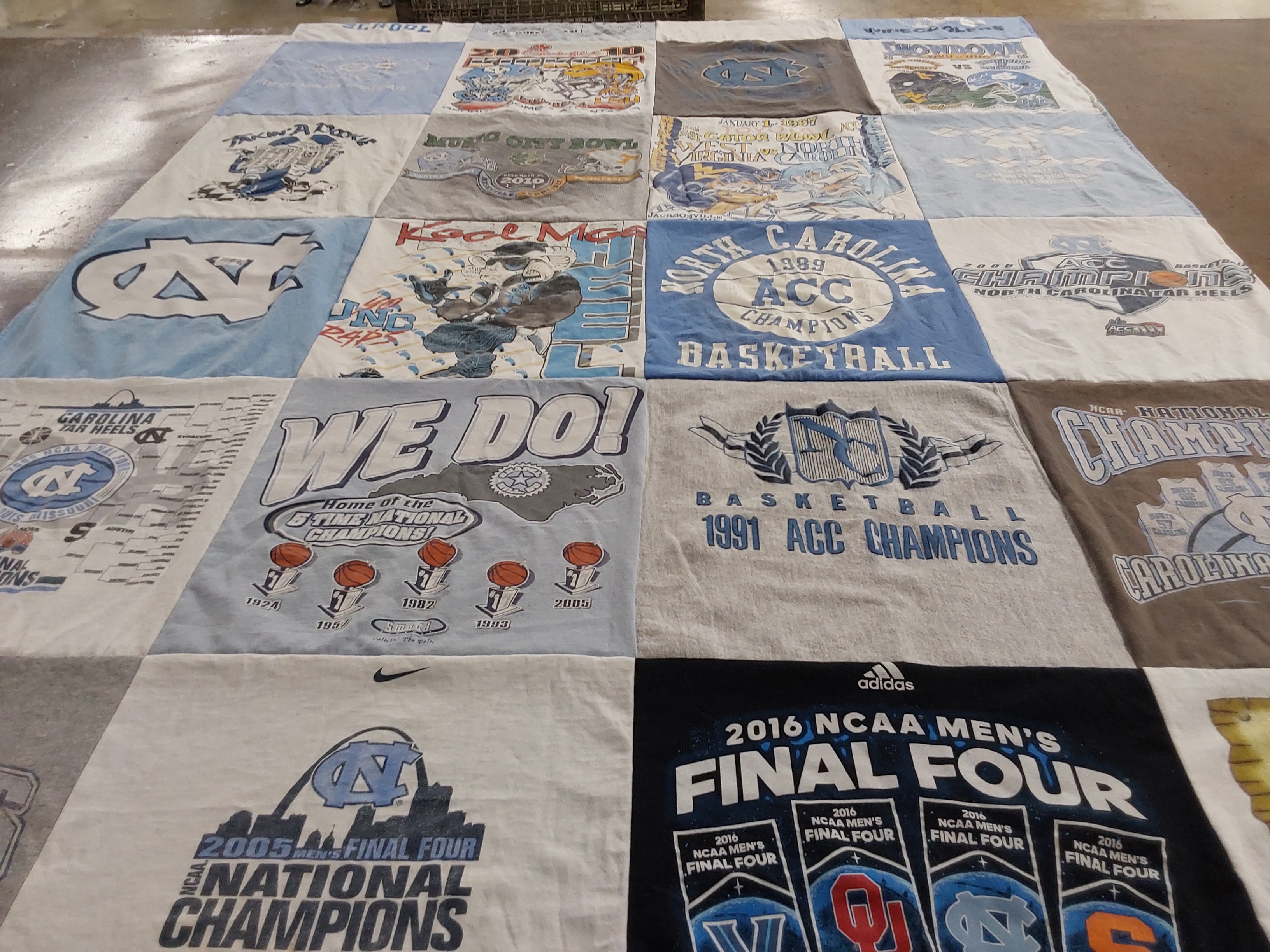 T-shirt quilt featuring university of north carolina tar heels basketball by Jerry from NC
