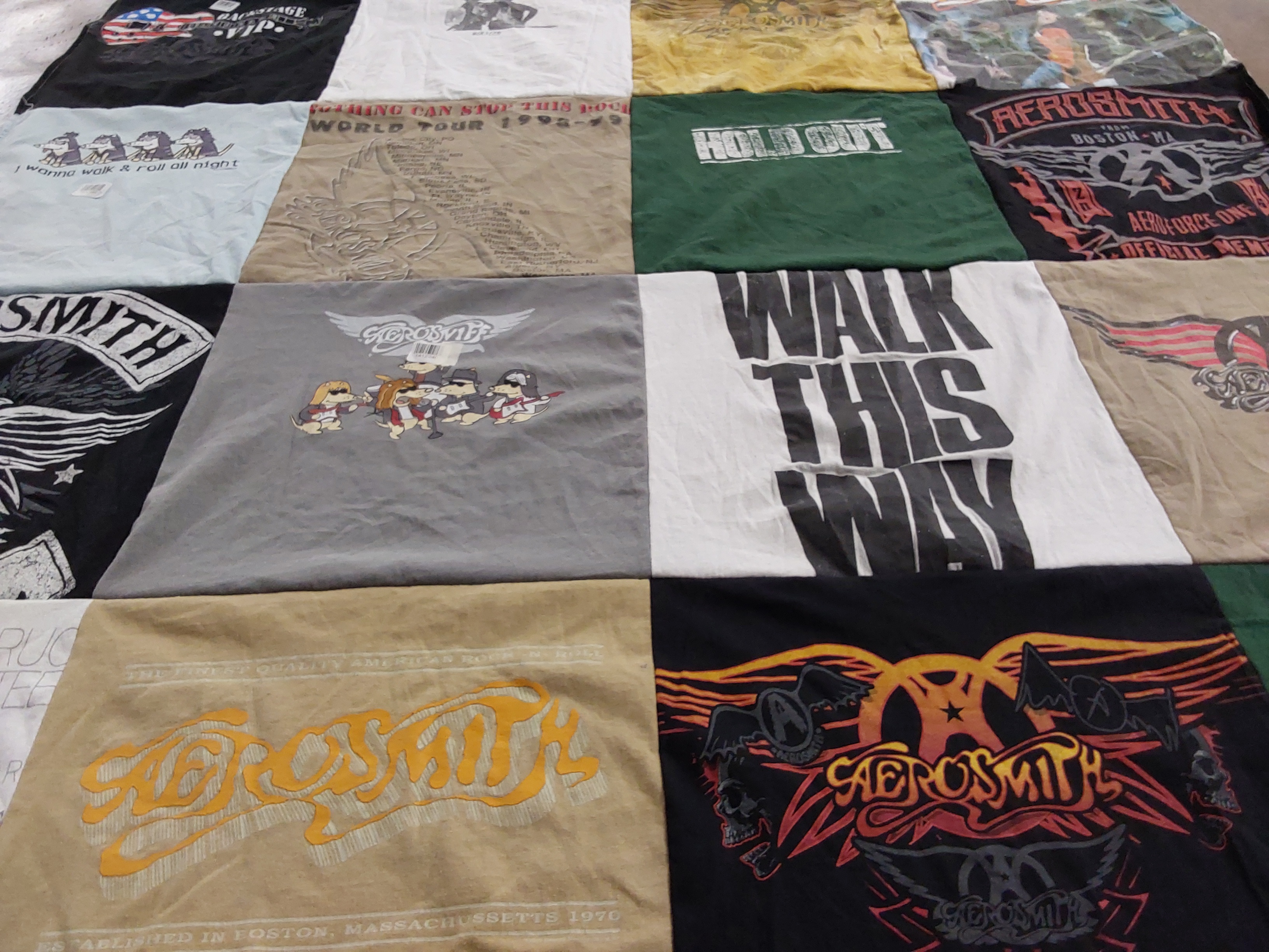 T-shirt quilt with music, rock themes by Pam from TN
