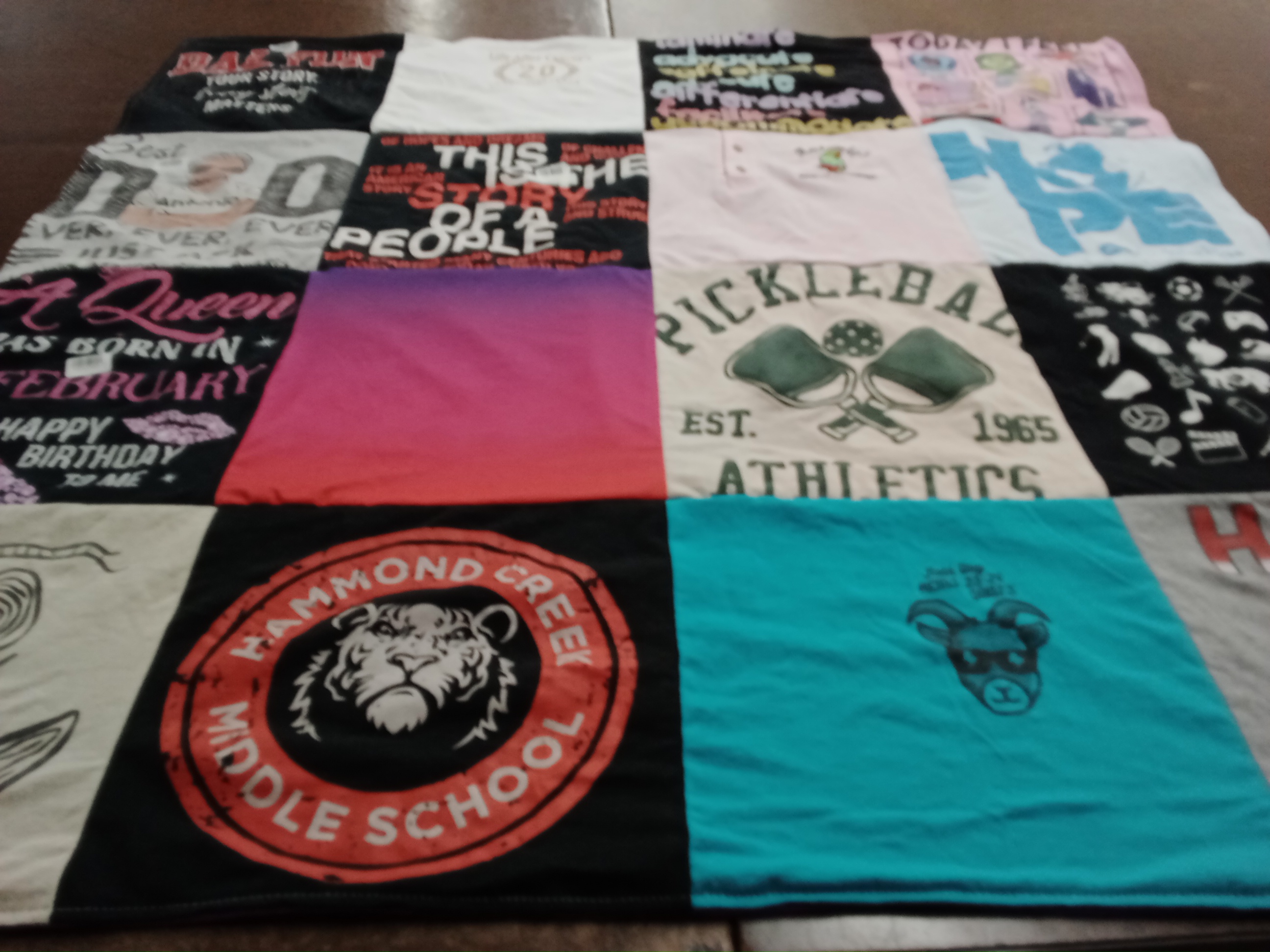 T-shirt quilt from hamond creek middle school by Roschelle from GA