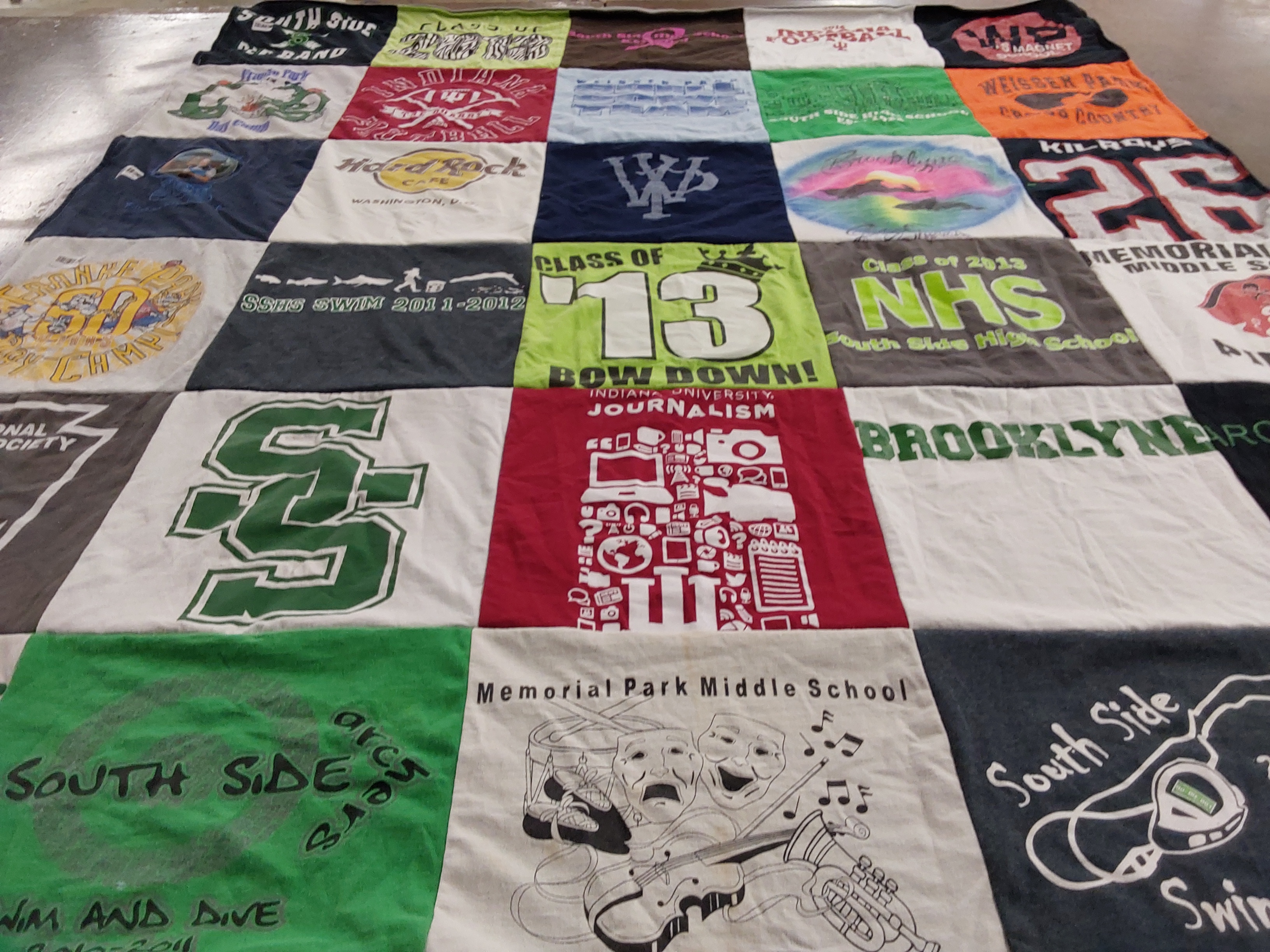T-shirt quilt featuring youth side high school, south side middle school by Renee from IN