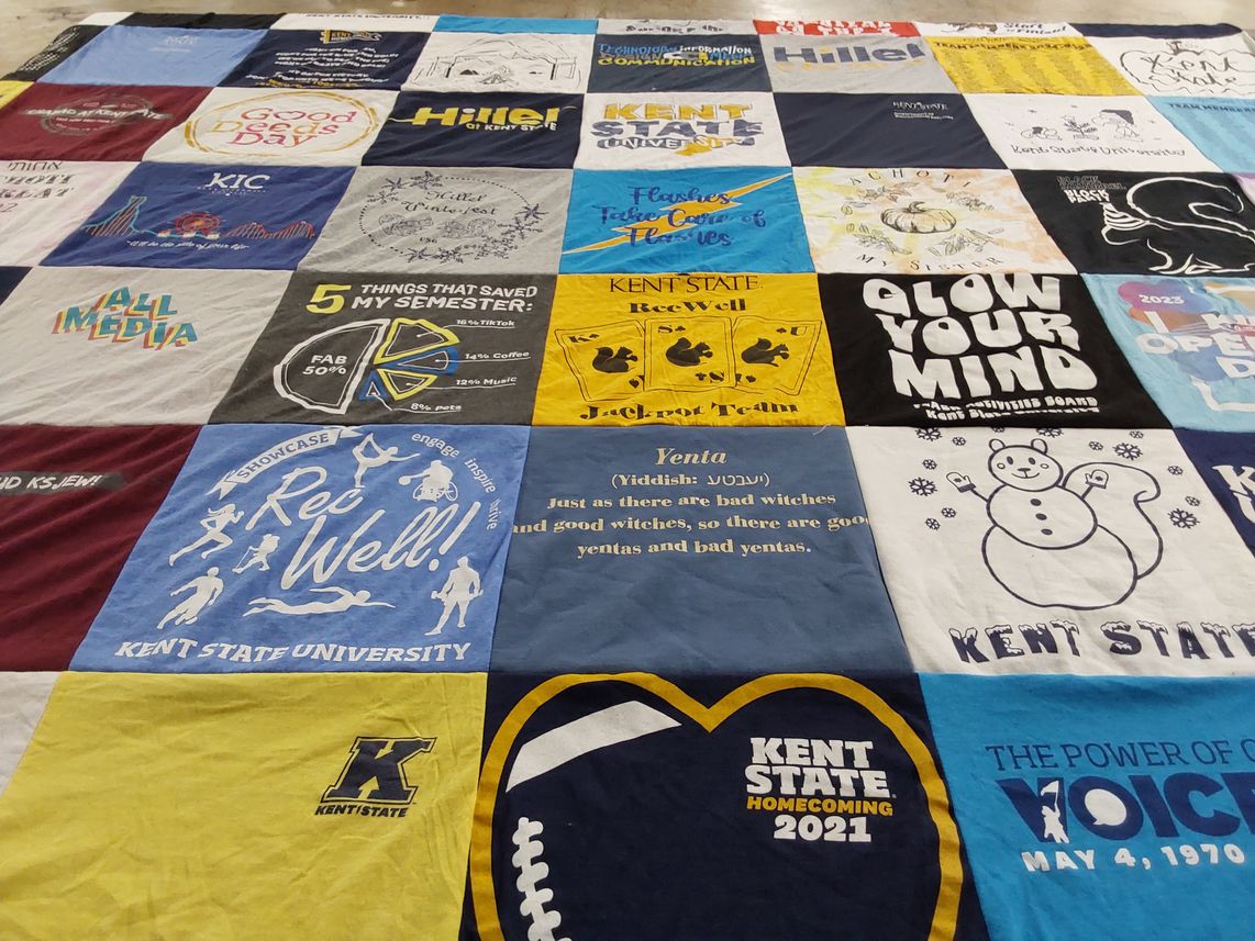 T-shirt quilt from kent state university by Eleanor from OH